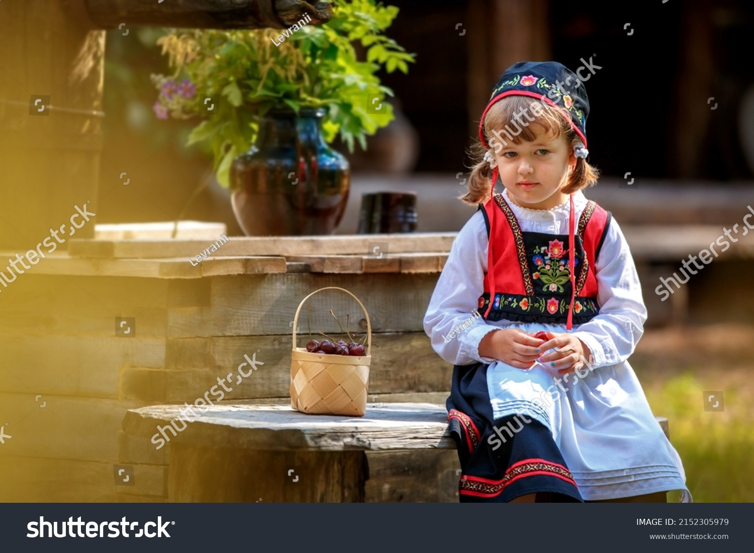 Adorable Little Girl Swedish Traditional Clothes Stock Photo 2152305979 ...