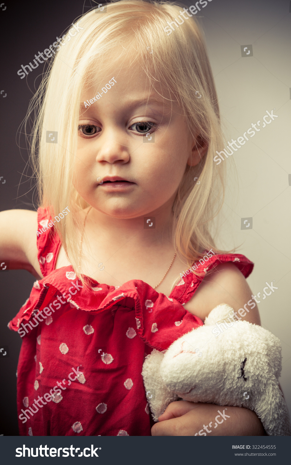 Adorable Little Girl Making Serious Face Stock Photo 322454555 ...