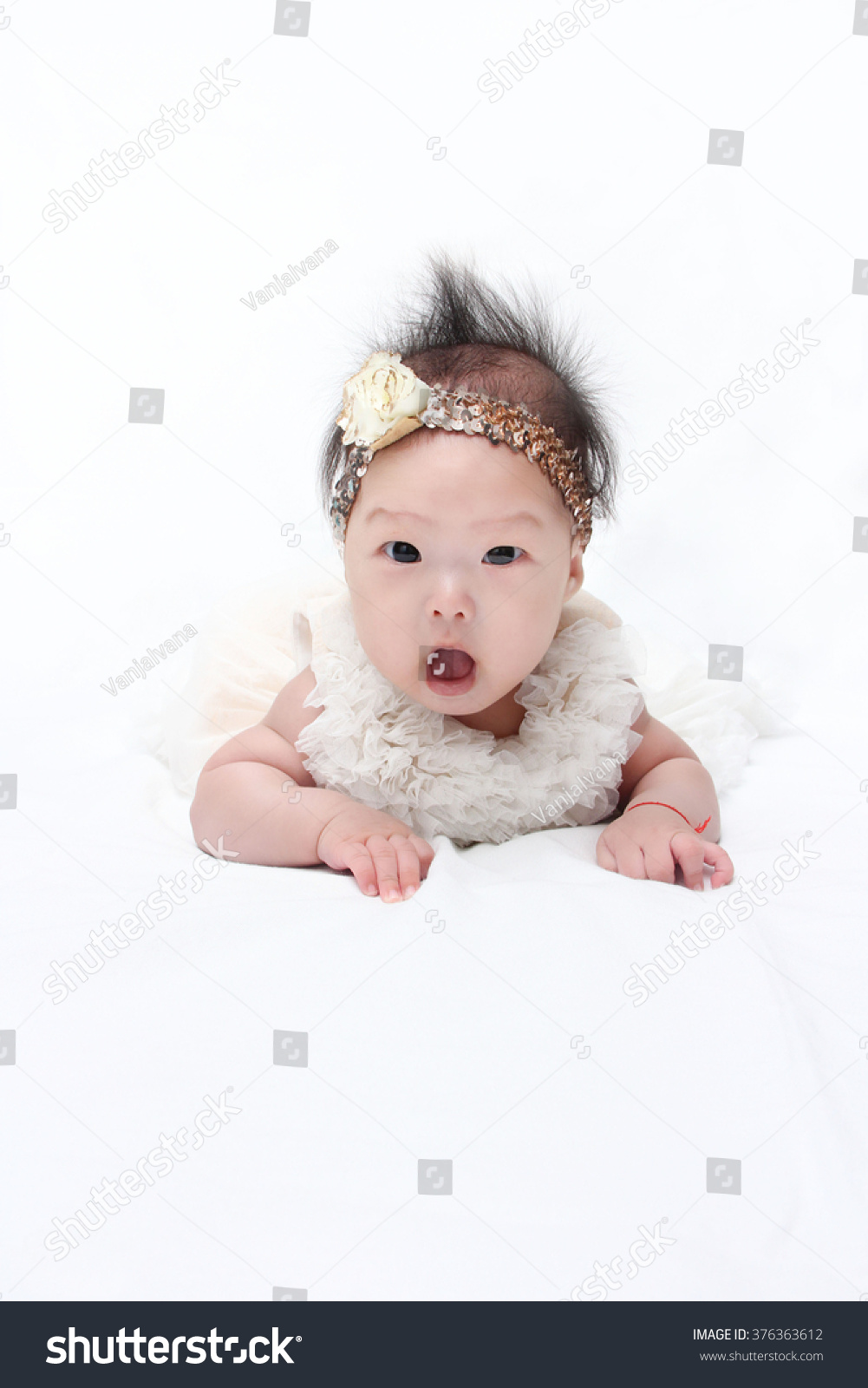 Adorable Newborn Baby Isolated White Background Stock Photo 376363612