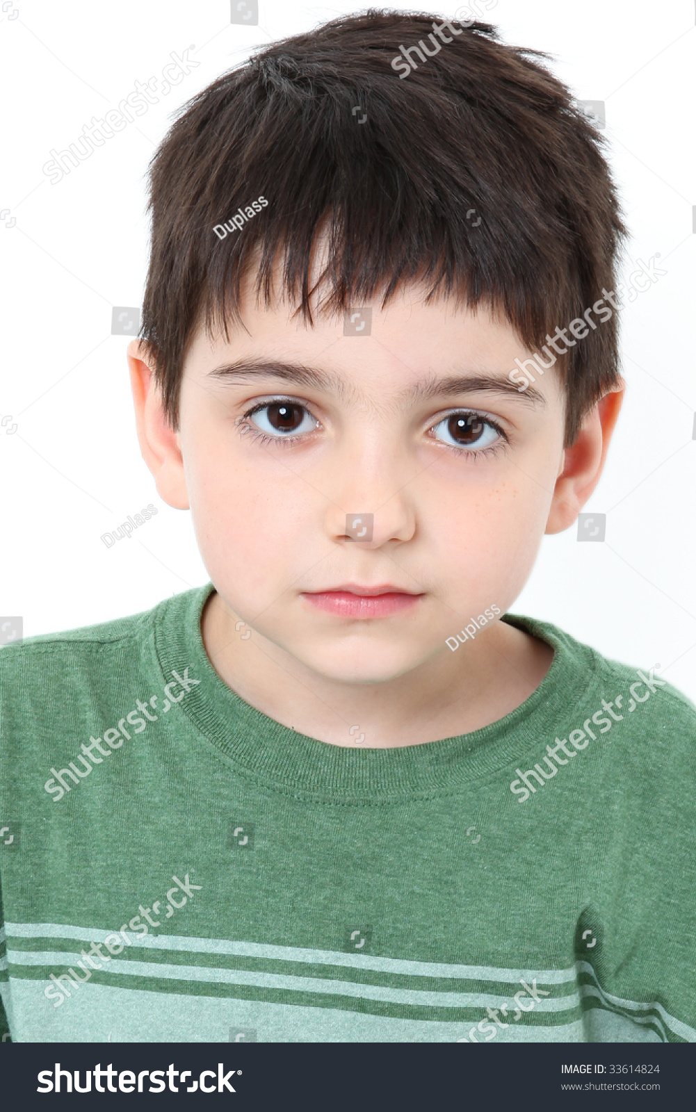 Adorable Six Year Old Boy With Serious Expression. Stock Photo 33614824 ...