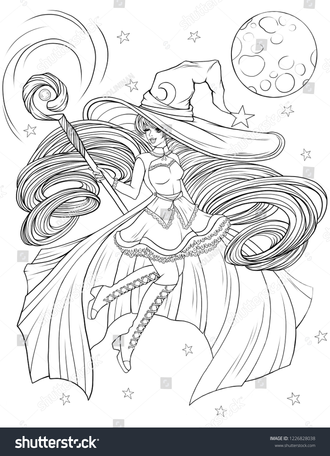 Detailed Witch Coloring Pages For Adults - img-hobo