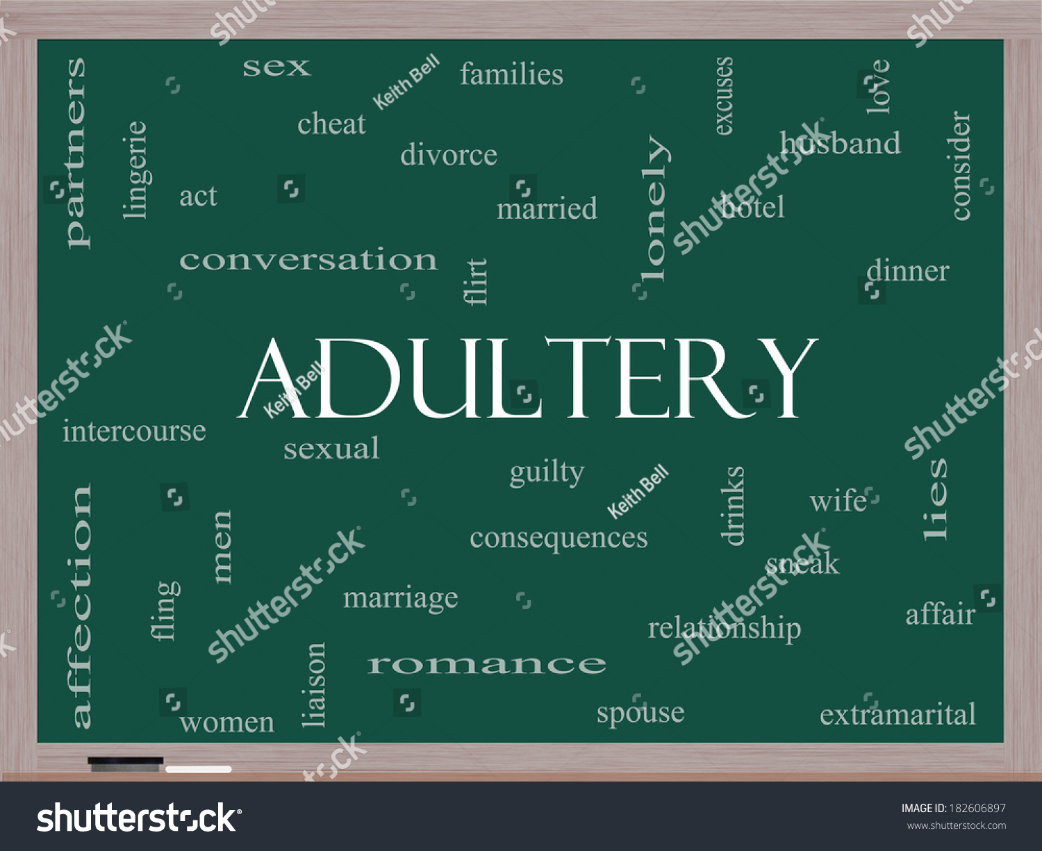 Adultery Word Cloud Concept On Blackboard Stock Illustration 182606897