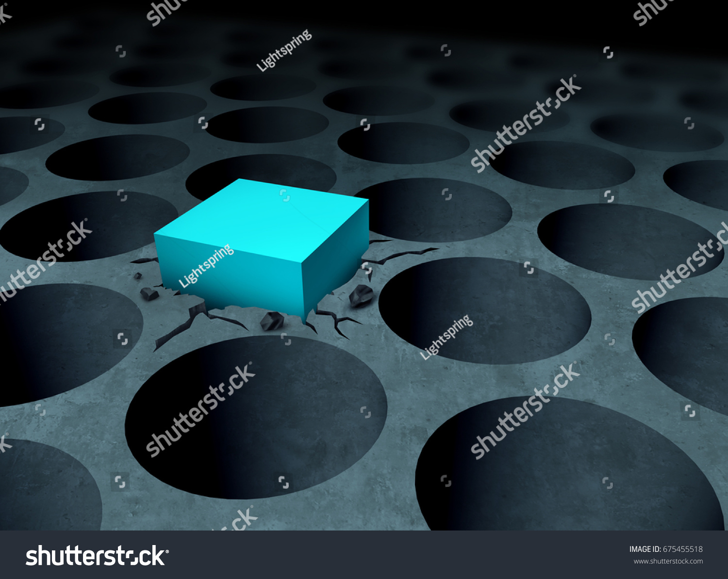 Adversity strategy concept making it work business idea as a square peg forced into a round hole as a success and determination metaphor as a 3D illustration.
