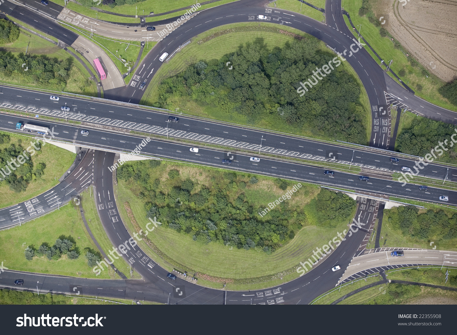 Aerial Image Of A Busy Road Junction In The North Of England. Stock ...