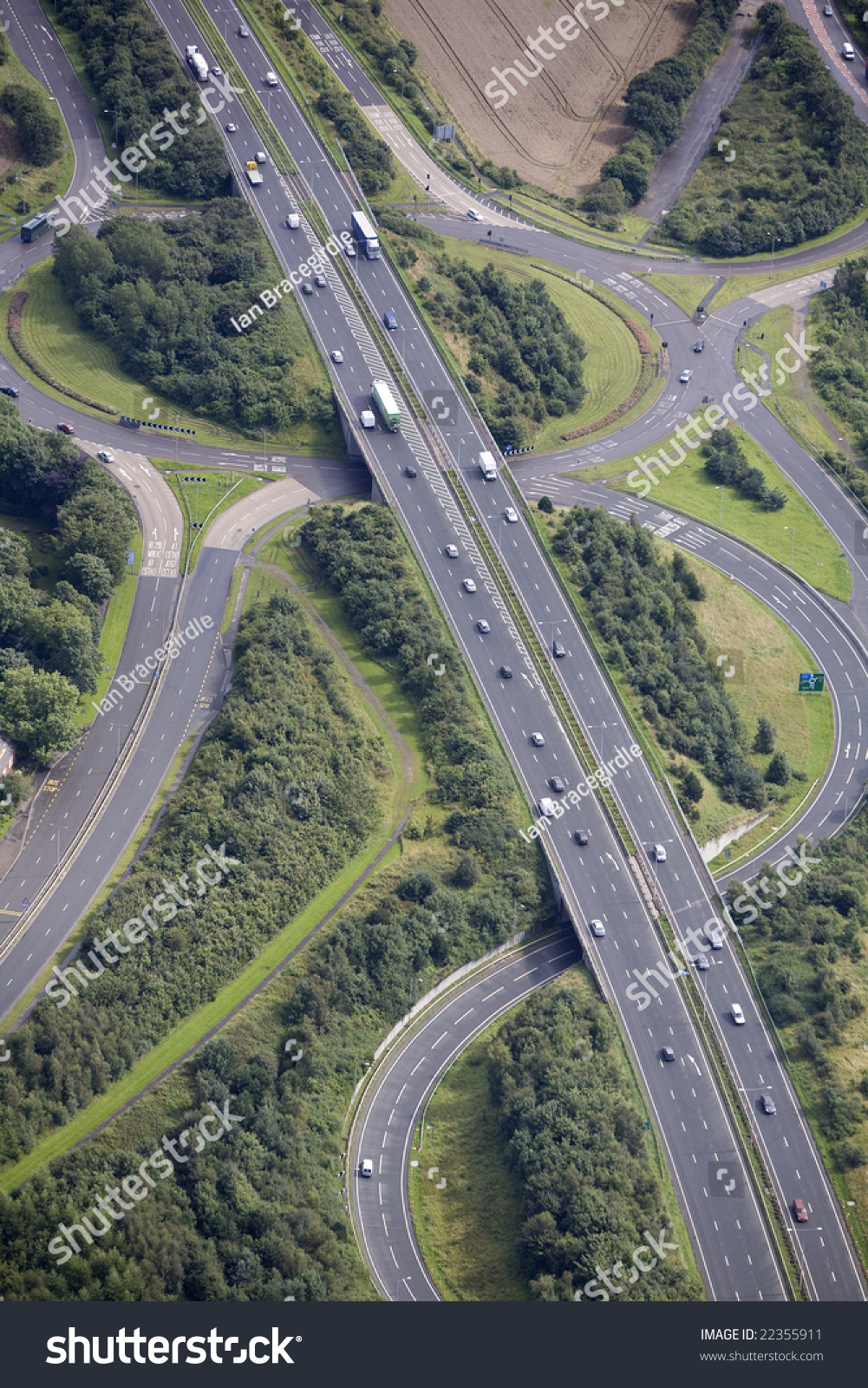 Aerial Image Of A Busy Road Junction In The North Of England. Stock ...