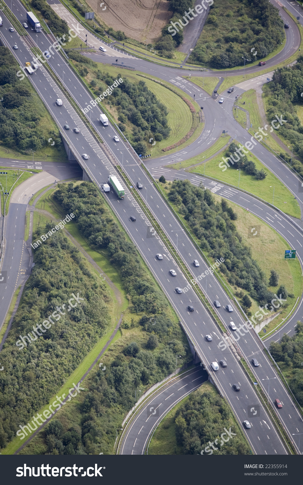 Aerial Image Of A Busy Road Junction In The North Of England. Stock ...