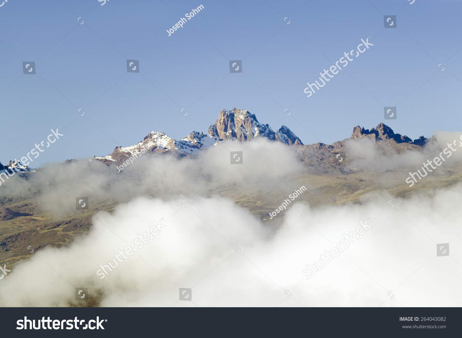 Aerial Mount Kenya Africa Snow White Stock Photo (Edit Now) 264043082