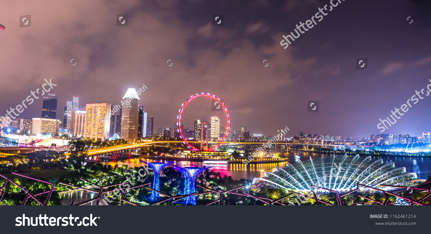 Aerial Panaromic View Colorful Singapores Skyline Stock Photo (Edit Now ...