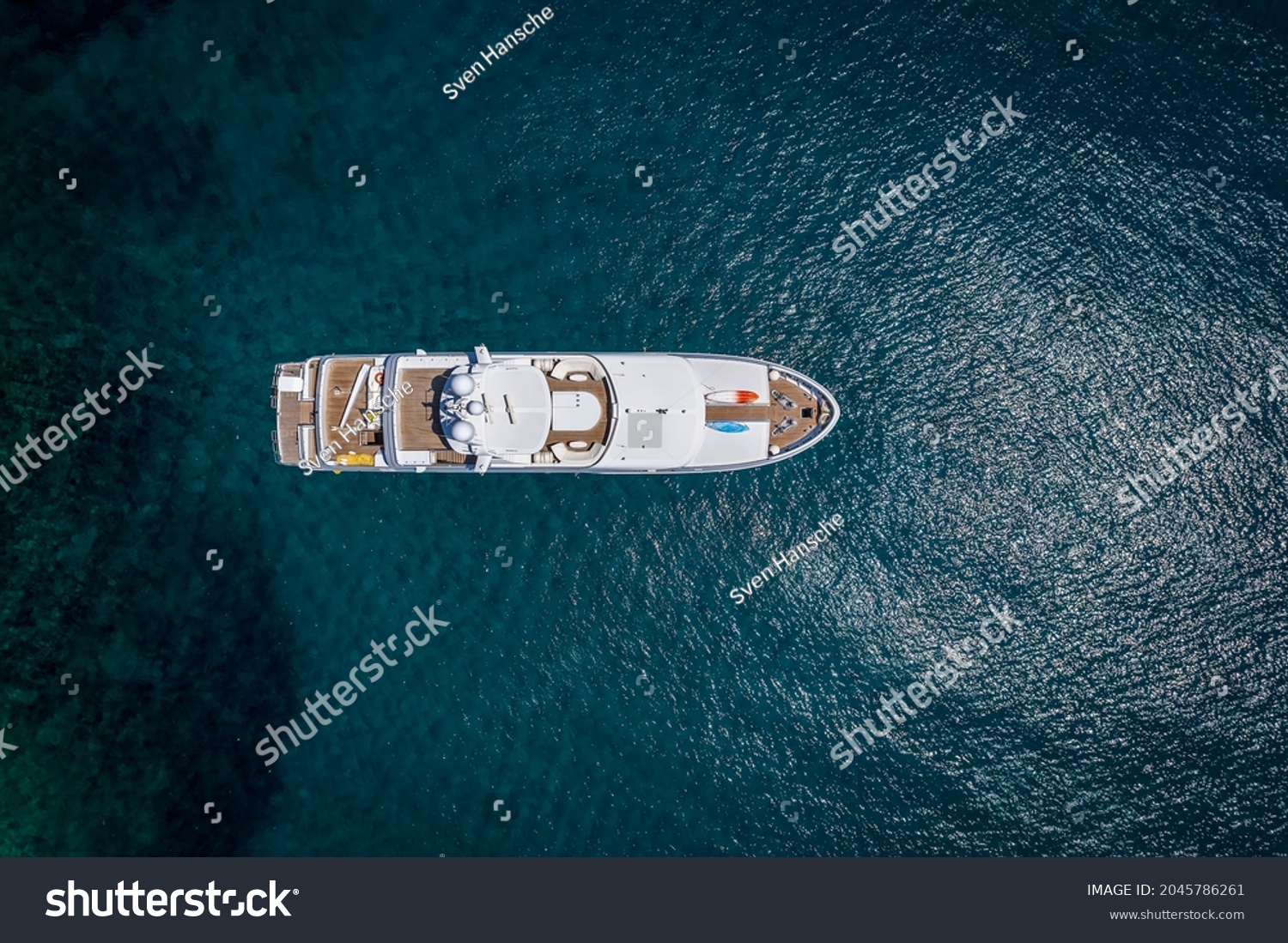 top down view of yacht