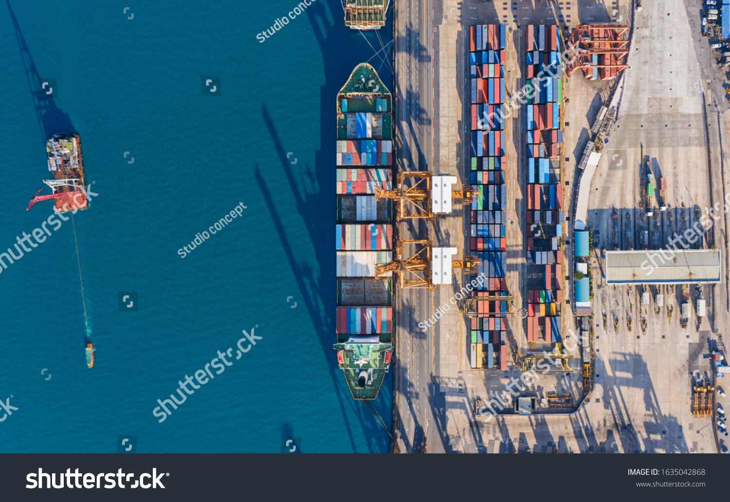 Aerial Top View Container Cargo Ship Stock Photo 1635042868 | Shutterstock