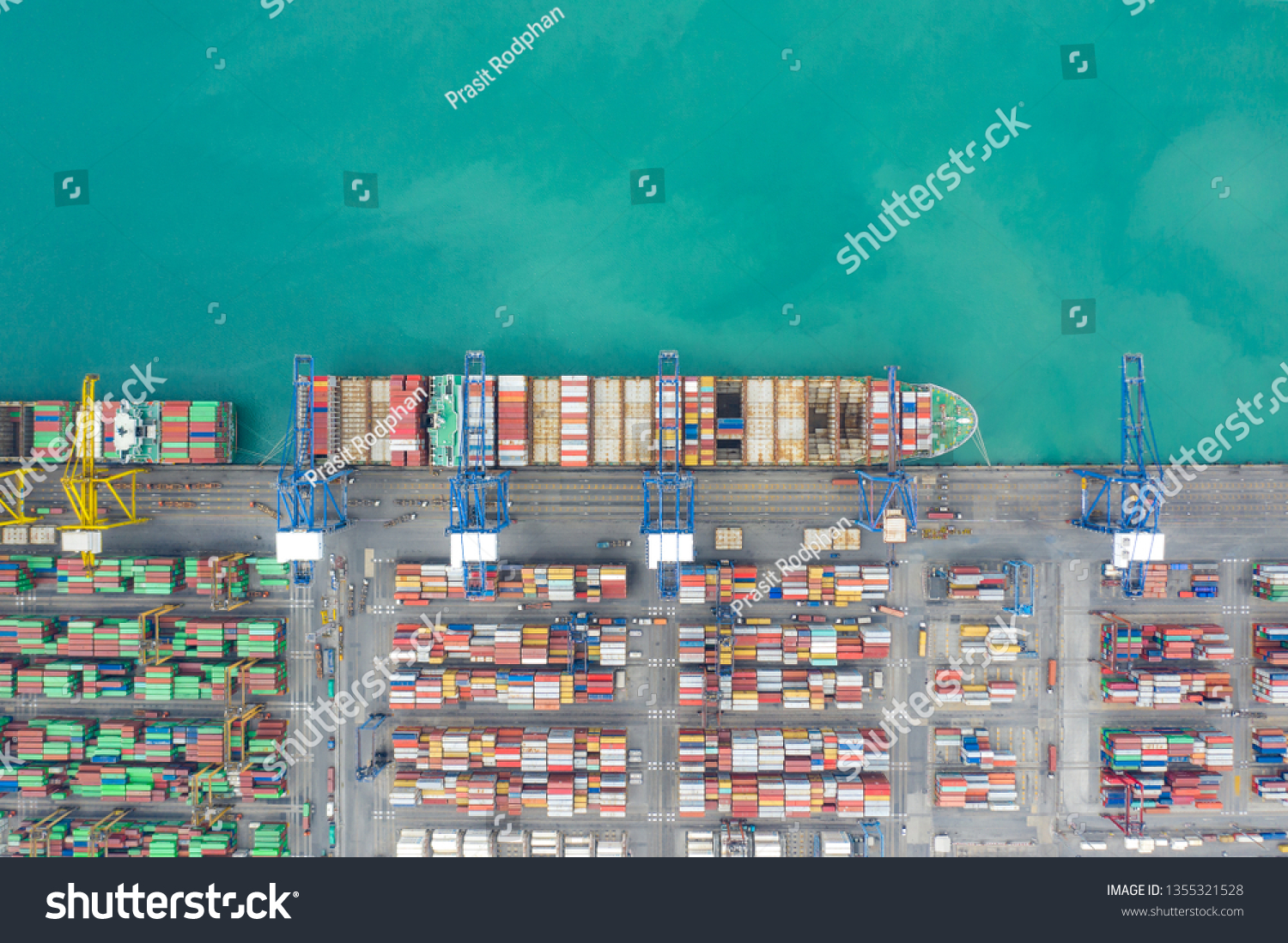 Aerial Top View Container Cargo Ship Stock Photo 1355321528 | Shutterstock