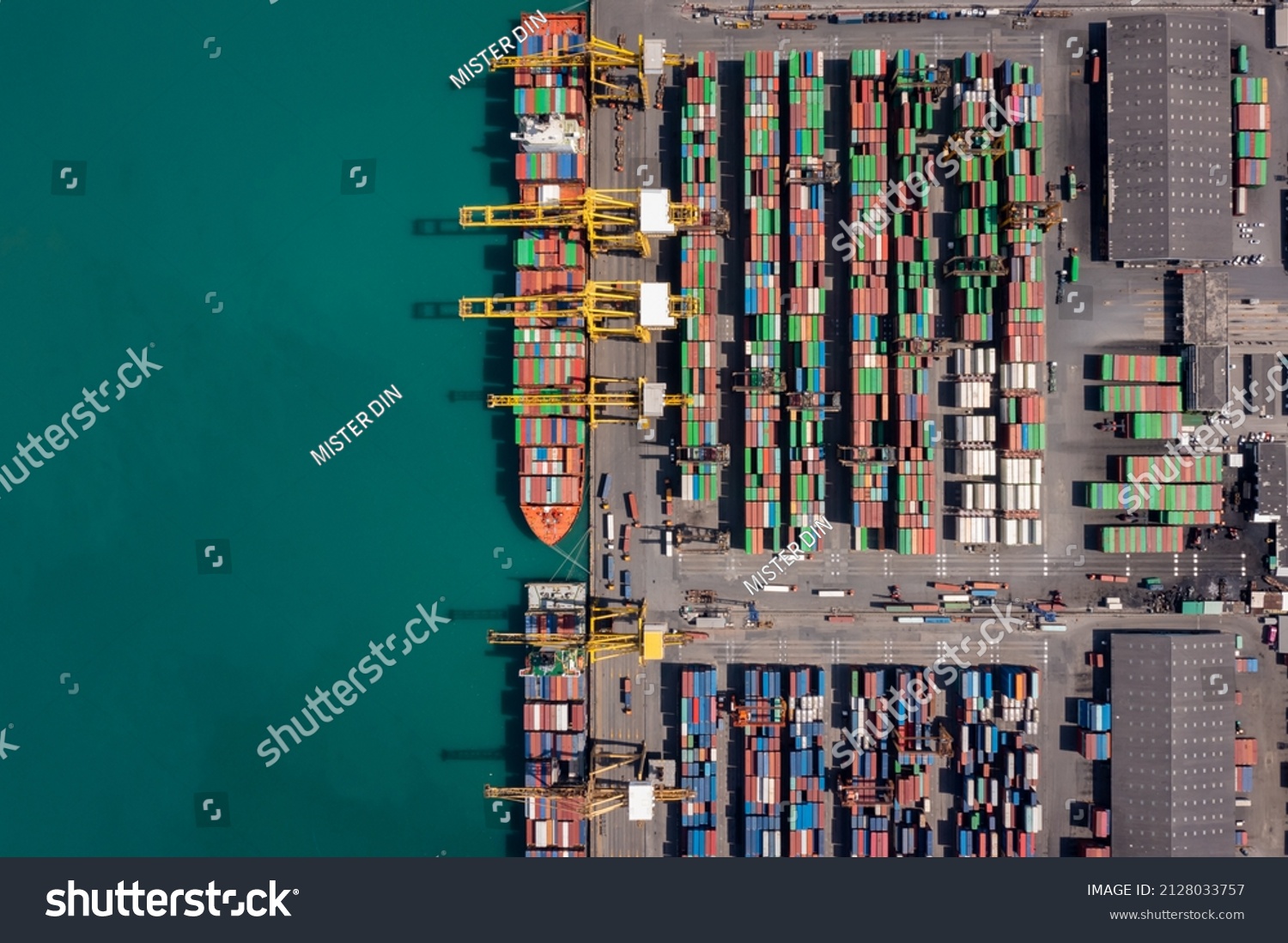 Aerial Top View Container Ship Sea Stock Photo 2128033757 | Shutterstock