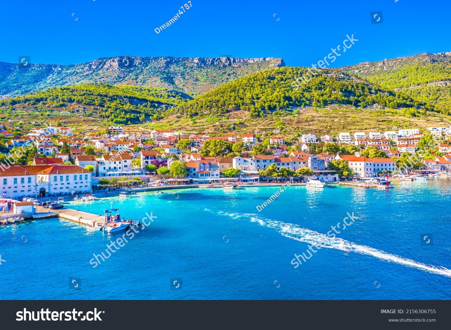 168 Brac Island Ferry Images Stock Photos Vectors Shutterstock   Stock Photo Aerial View At Bol Town In Croatia Island Brac Tourist Resort 2156306755 