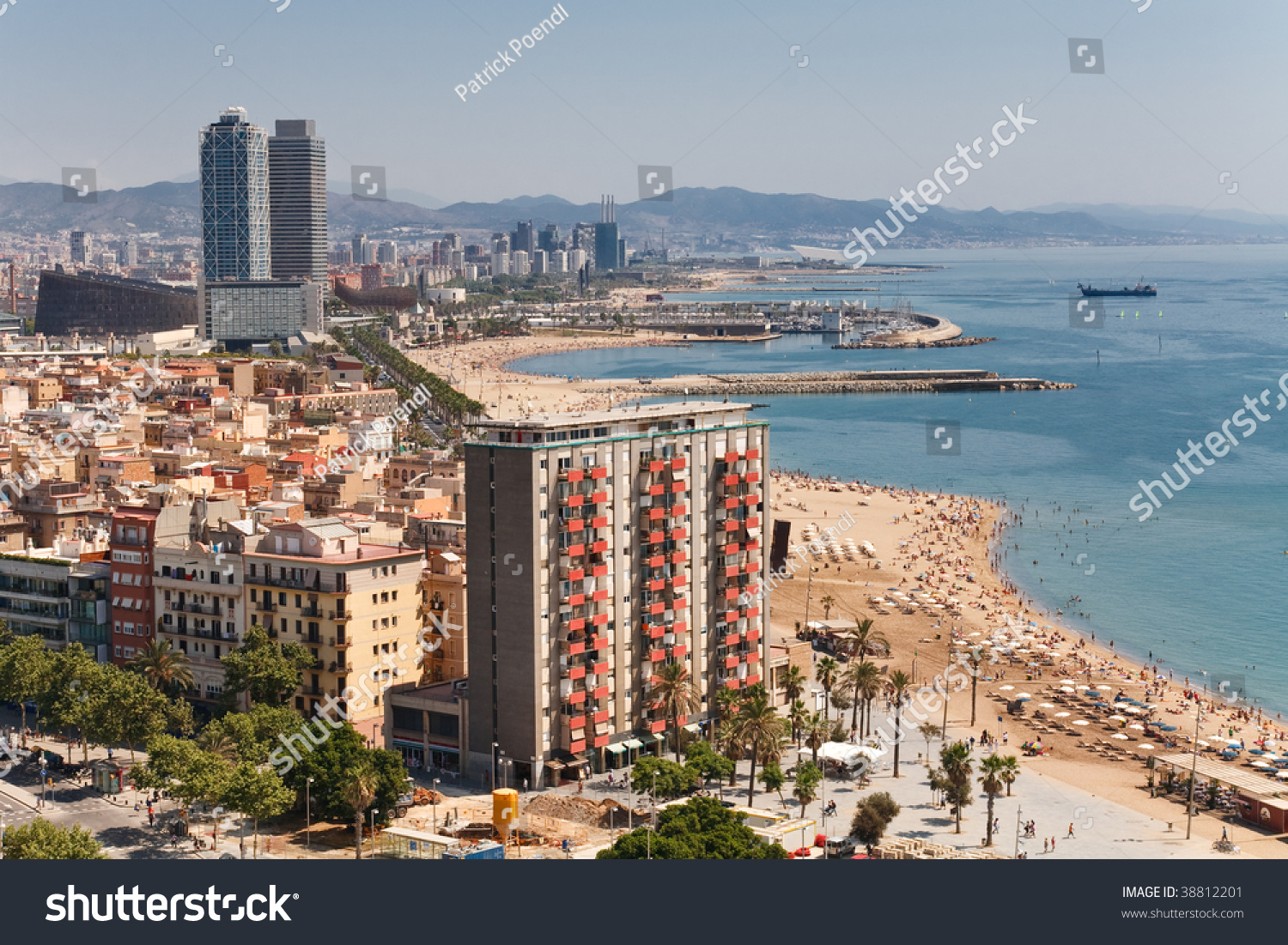 Aerial View At The Beach Of Barcelona, Spain. Stock Photo 38812201 ...
