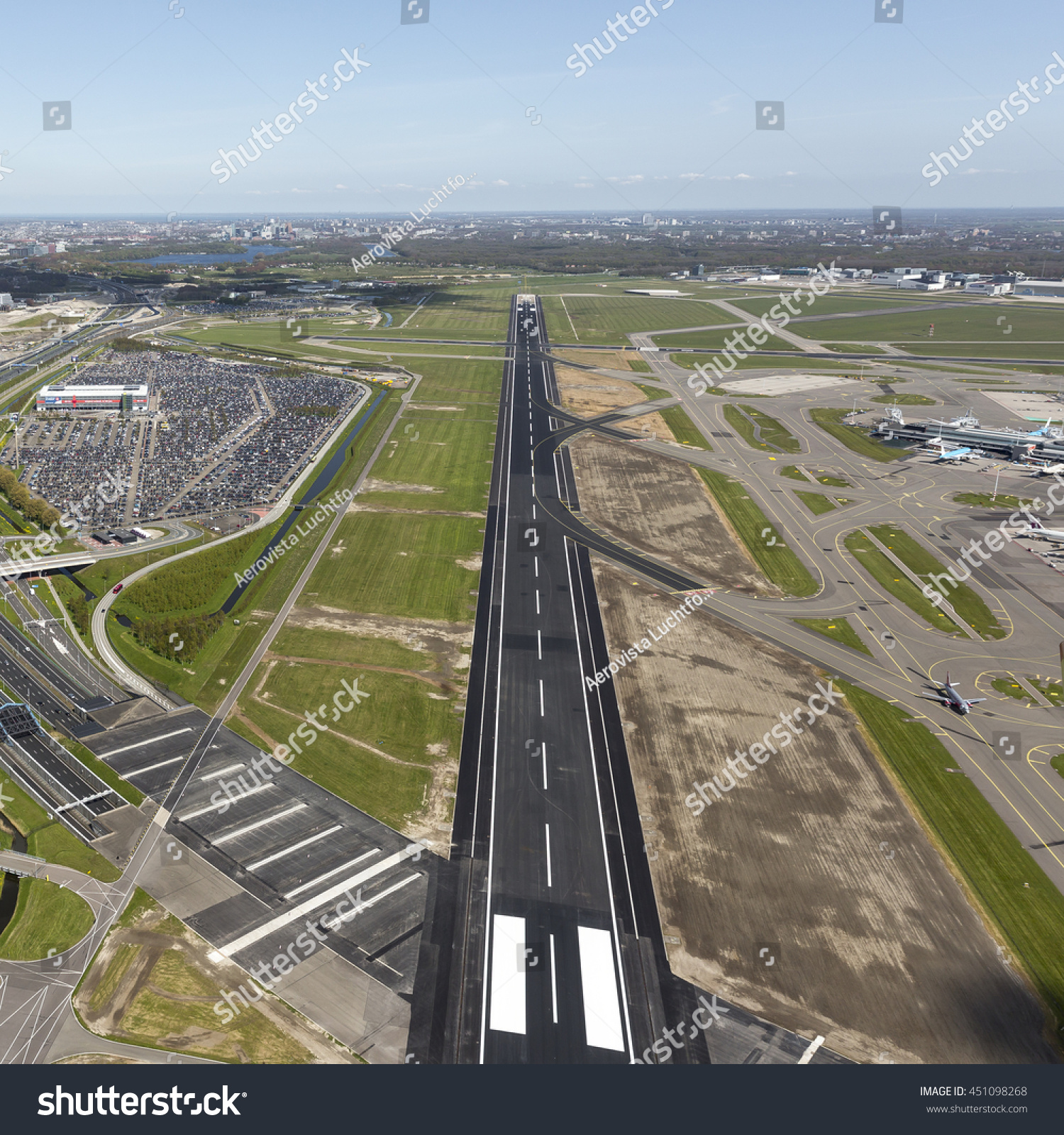 Aerial View Runway Schiphol Amsterdam Airport Stock Photo 451098268 ...