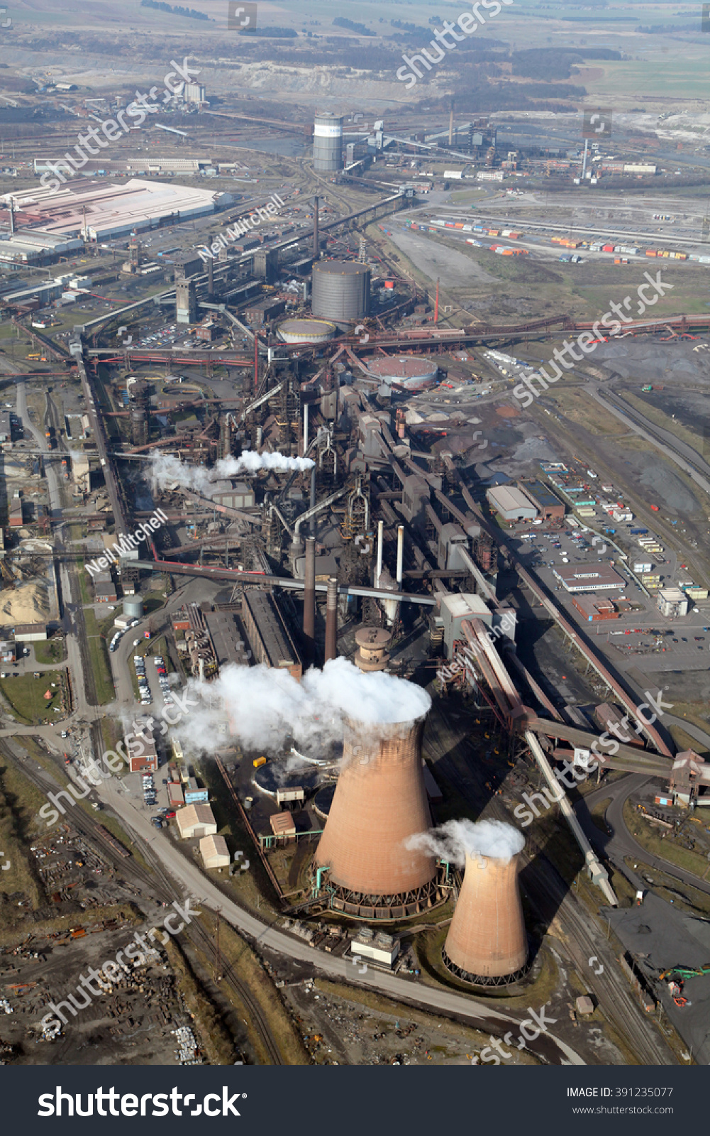 Aerial View Of A Steel Works At Scunthorpe, Uk Stock Photo 391235077 ...