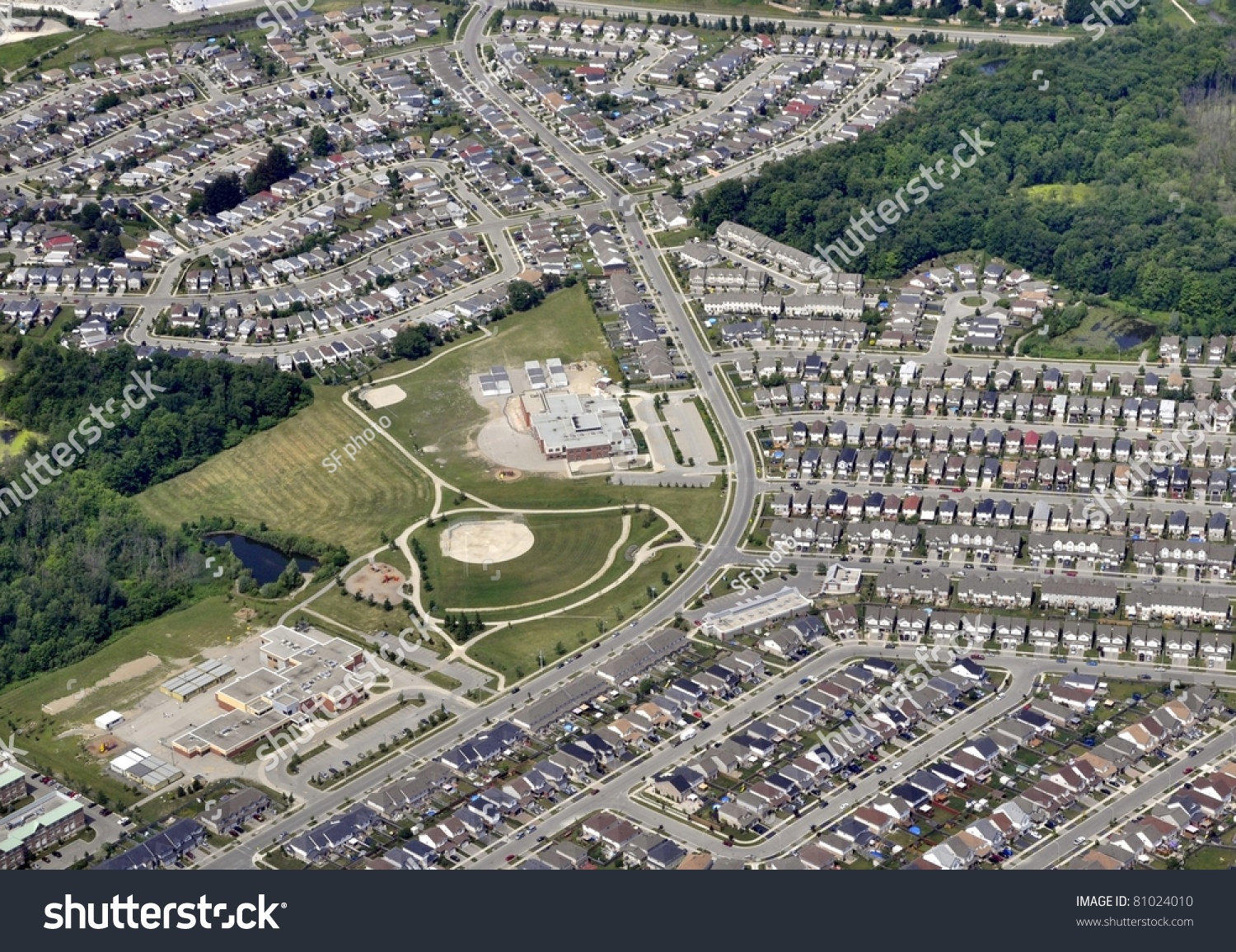 Aerial View Suburb Kitchenerwaterloo Ontario Canada Stock Photo
