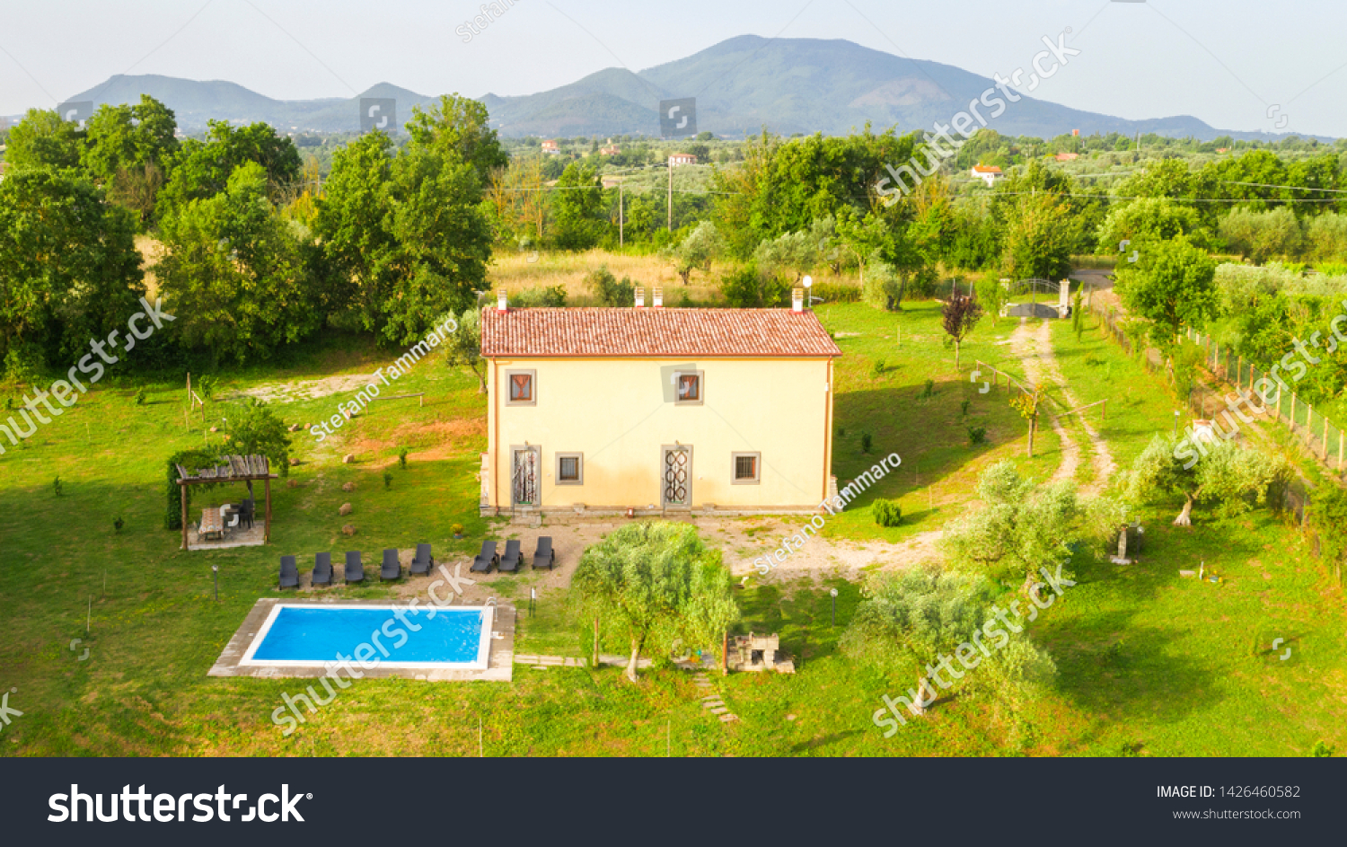 Aerial View Villa Outdoor Pool Country Stock Photo Edit Now