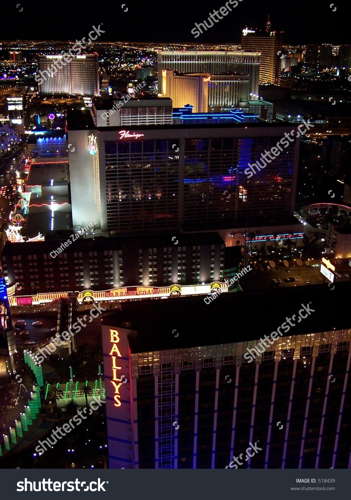 Aerial View Of Bally'S And Flamingo, Las Vegas Stock Photo 518439 ...