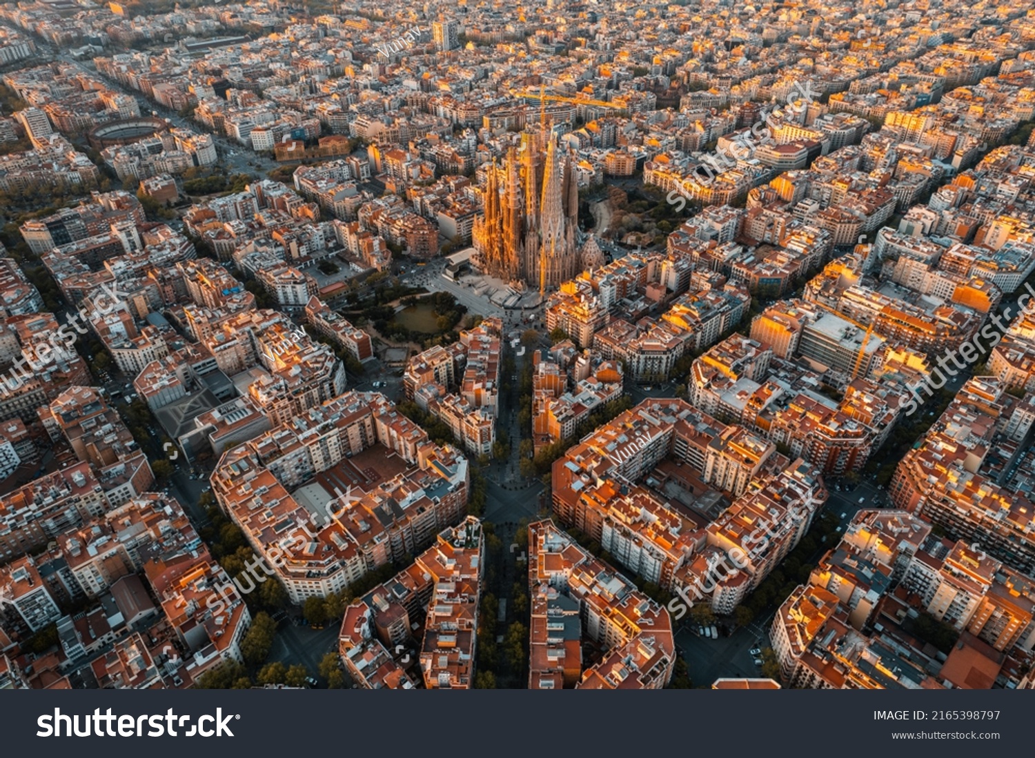 Aerial View Barcelona Eixample Residential District Stock Photo ...