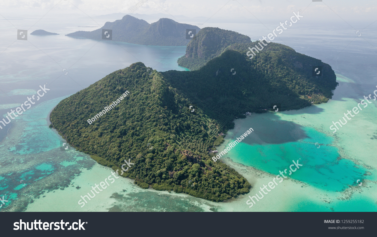 Aerial View Bohey Dulang Island Panorama Stock Photo 1259255182