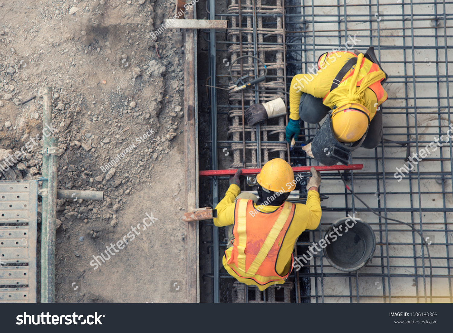 Aerial View Construction Worker Construction Site Stock Photo Shutterstock