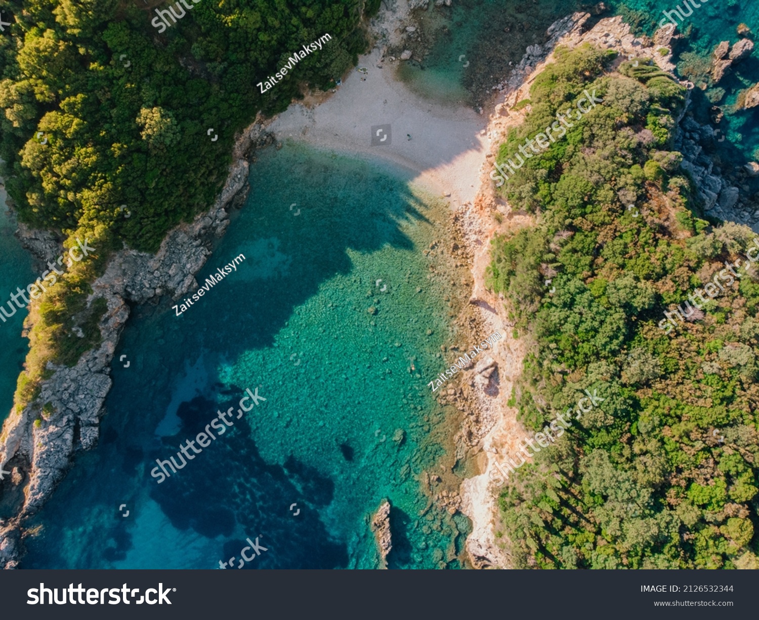 Aerial View Corfu Island Blue Lagoon Stock Photo 2126532344 | Shutterstock