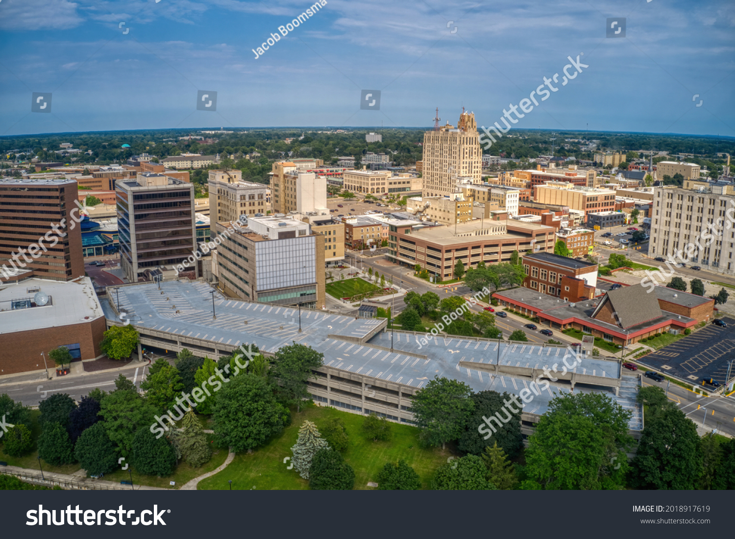 Aerial View Downtown Flint Michigan Summer Stock Photo 2018917619 ...