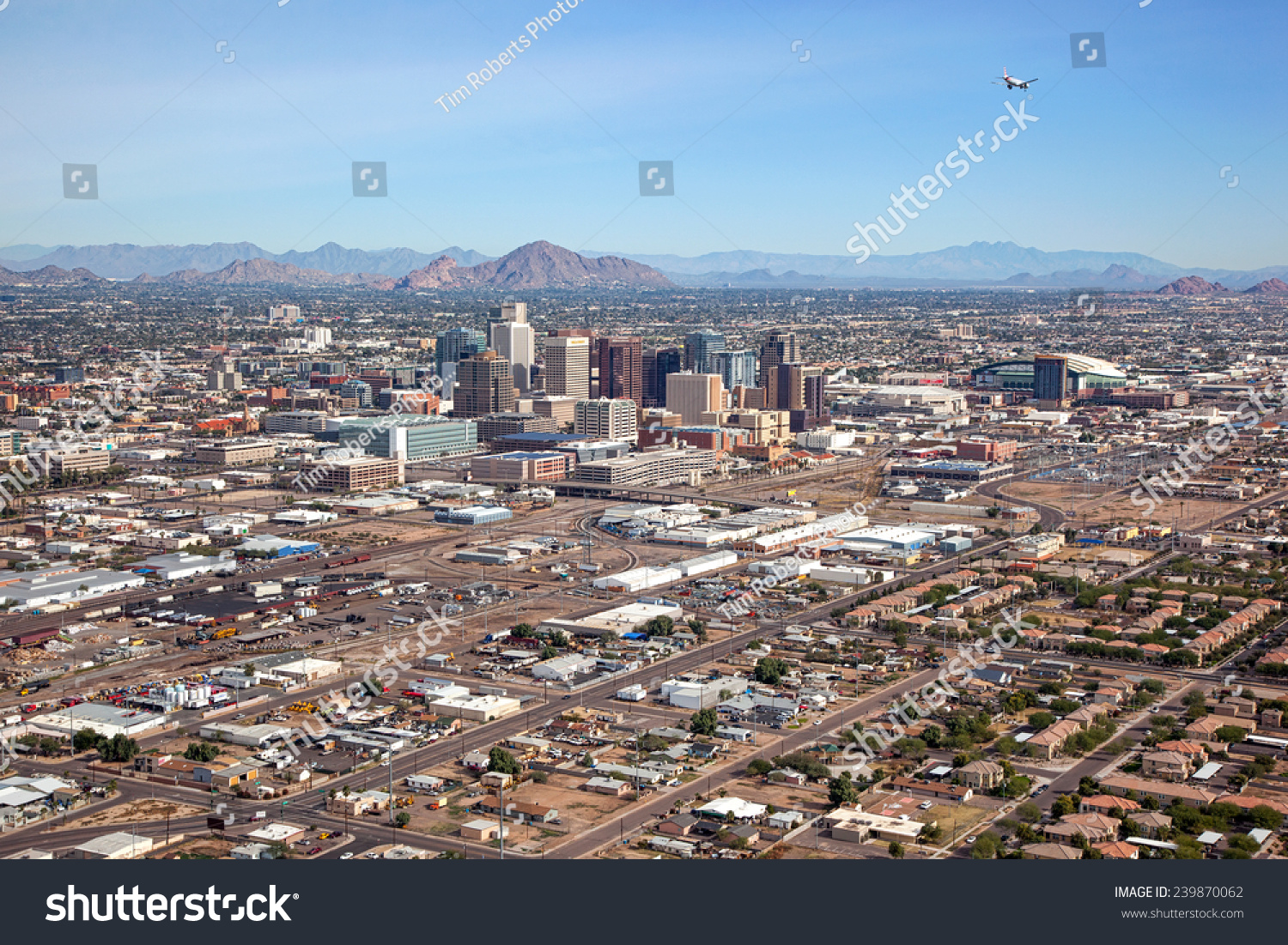 Aerial View Of Downtown Phoenix, Arizona Skyline Looking To The ...