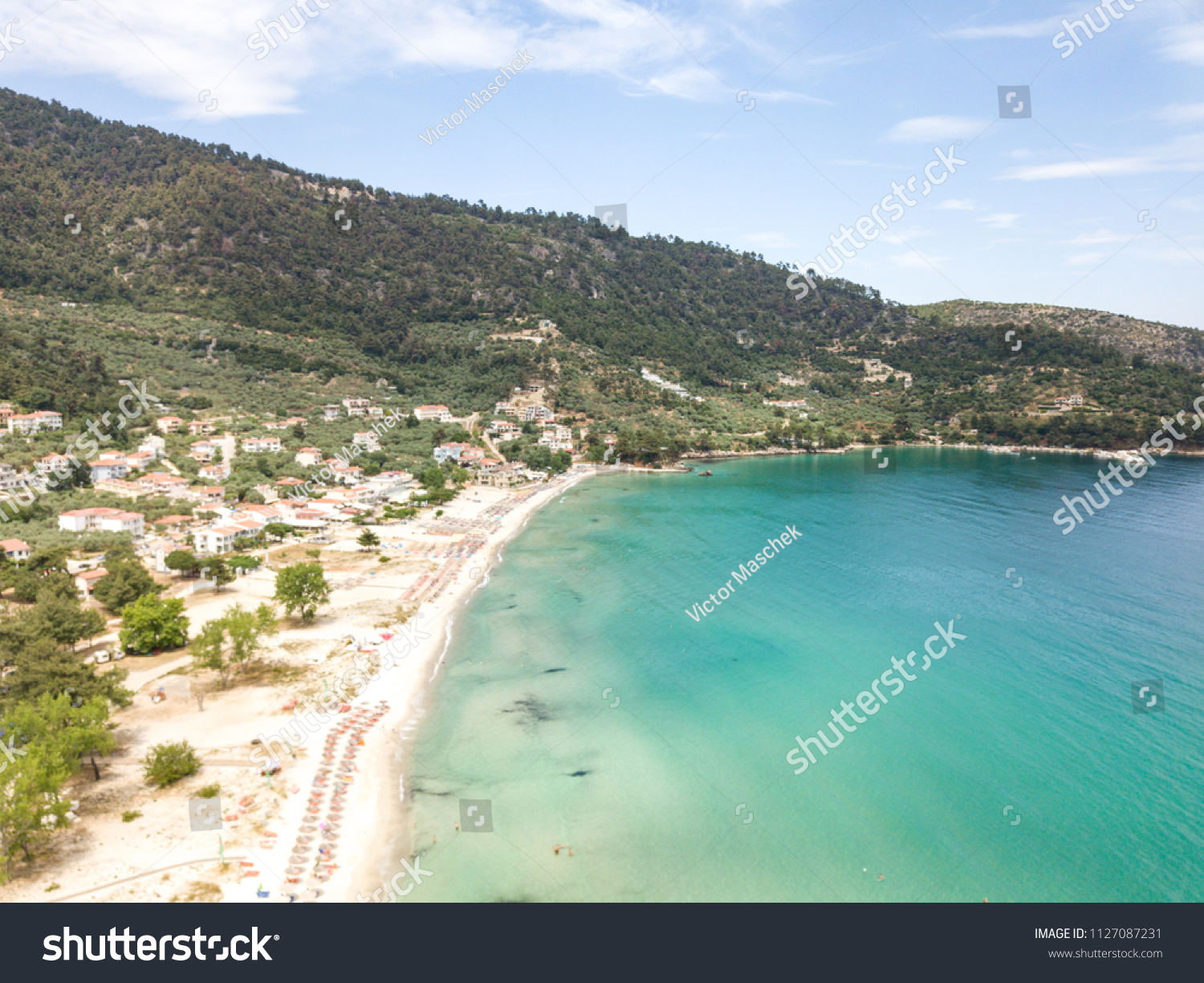 Aerial View Golden Beach Thassos Greece Stock Photo Edit Now