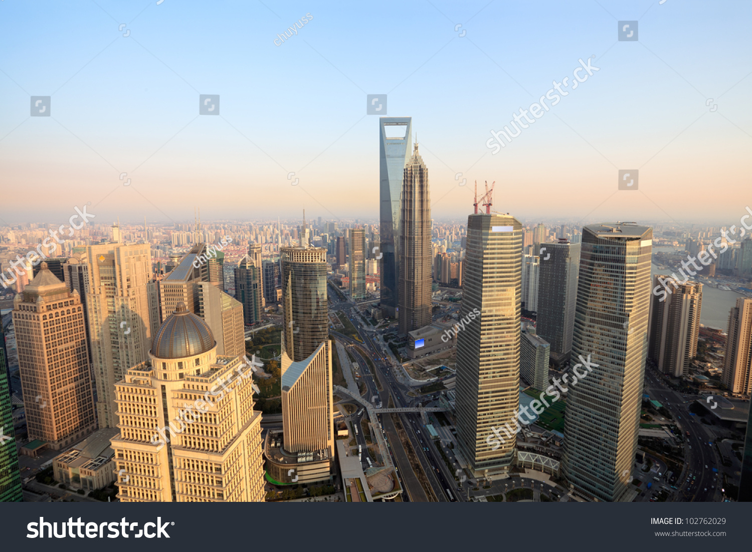 Aerial View Shanghai Lujiazui Finance Trade Stock Photo 102762029 ...