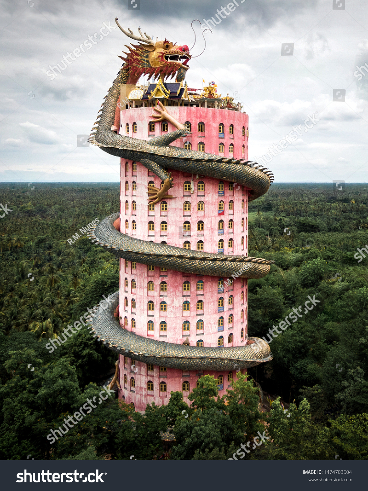 Aerial View Wat Samphran Dragon Temple Stock Photo Edit Now