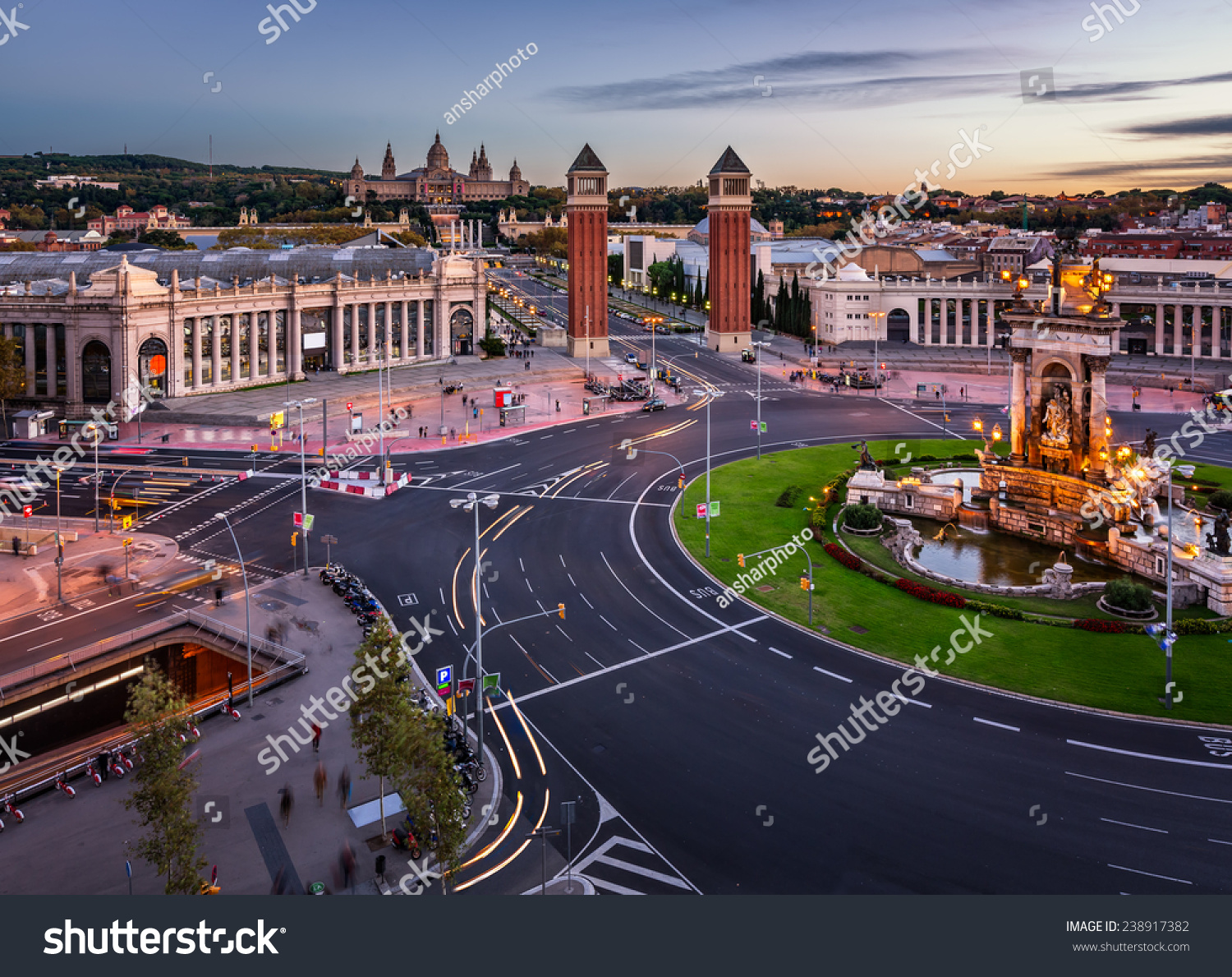 Aerial View On Placa Espanya Montjuic Stock Photo (Edit Now) 238917382