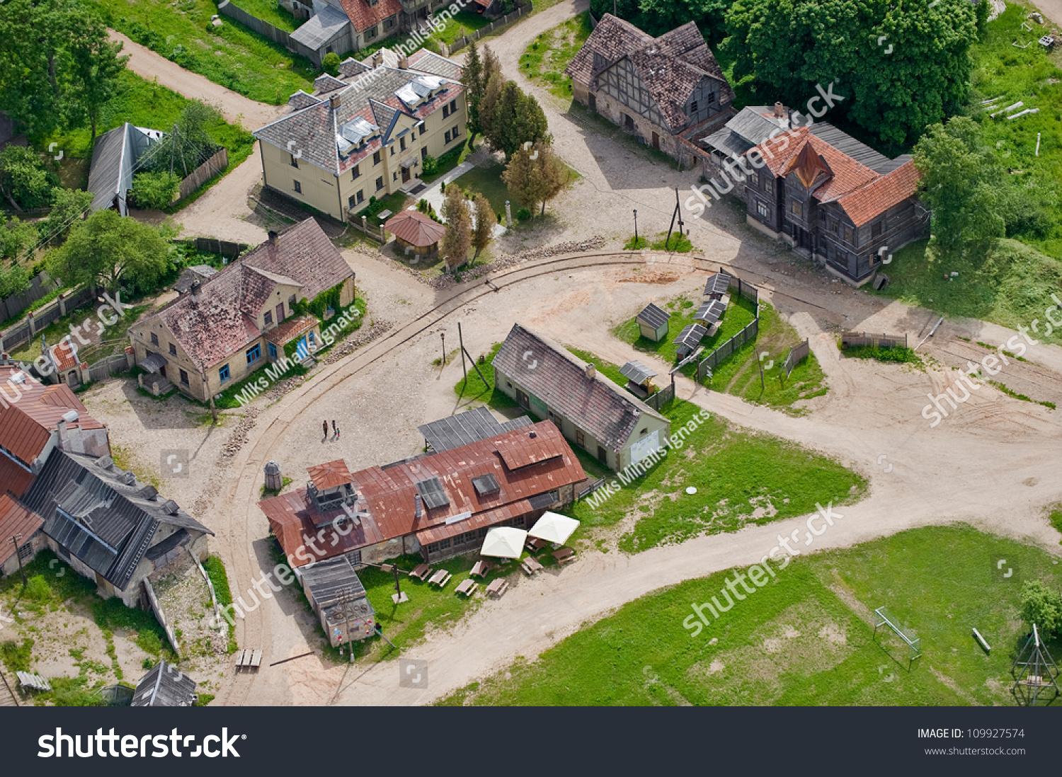 Aerial View Over The Small Town Stock Photo 109927574 : Shutterstock