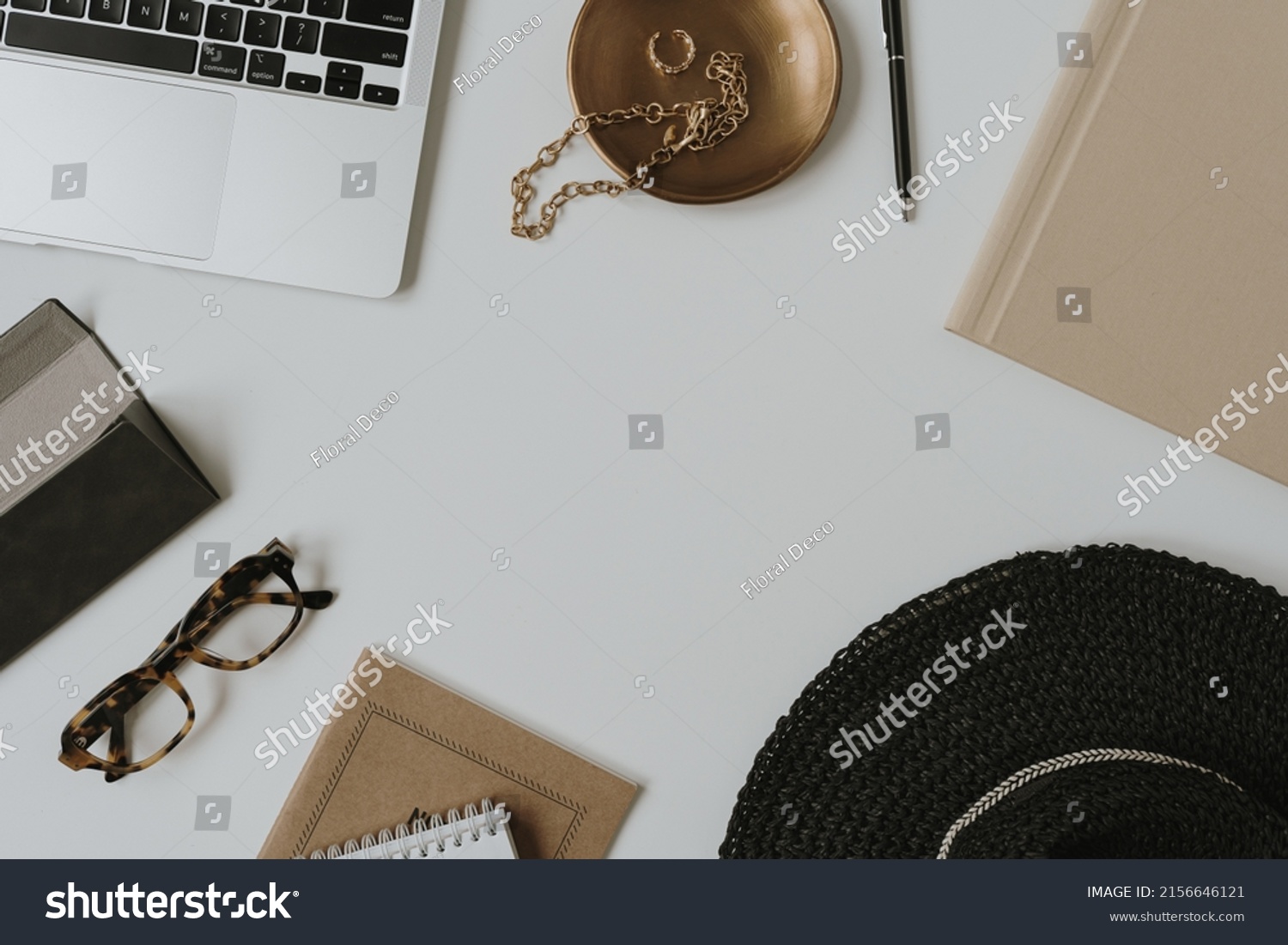 Aesthetic Minimalist Home Office Workspace Desk Stock Photo 2156646121 ...