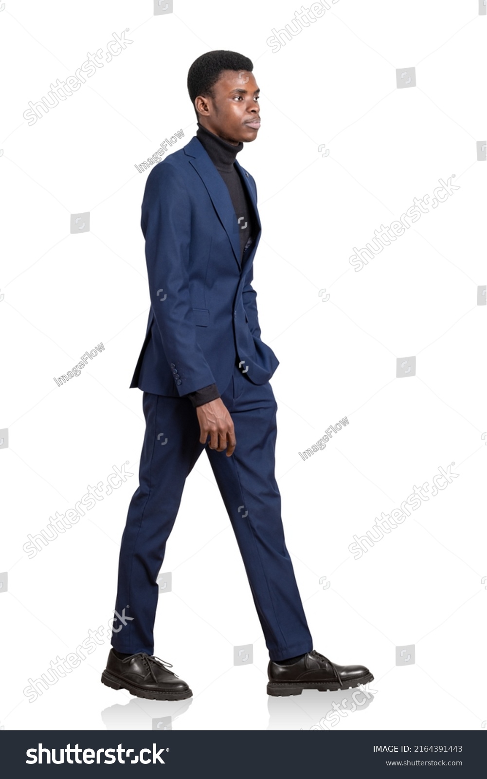 African American Businessman Blue Suit Confident Stock Photo 2164391443 