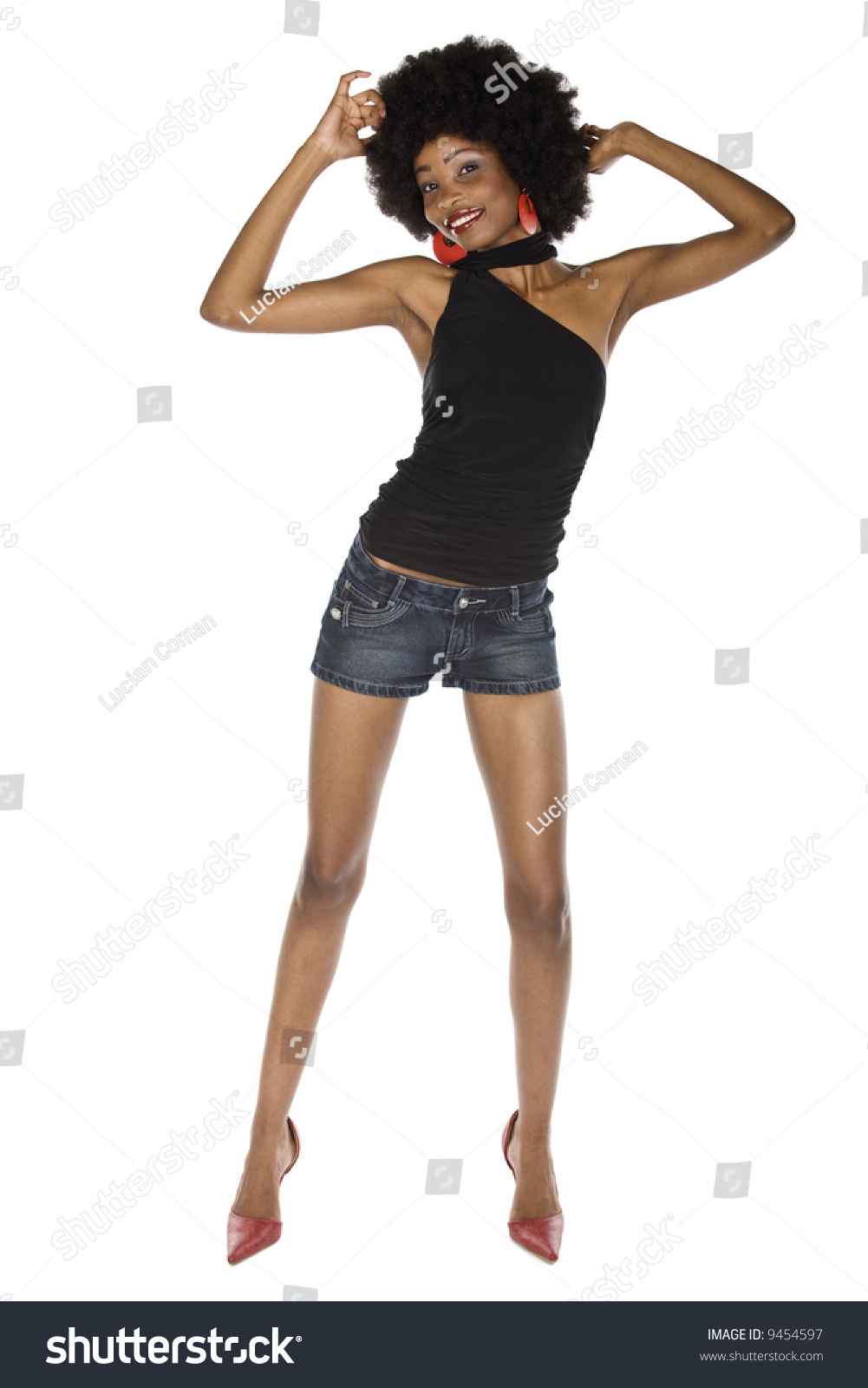 African American Girl Dancing , Casual Dressed, With Afro Hairstyle ...