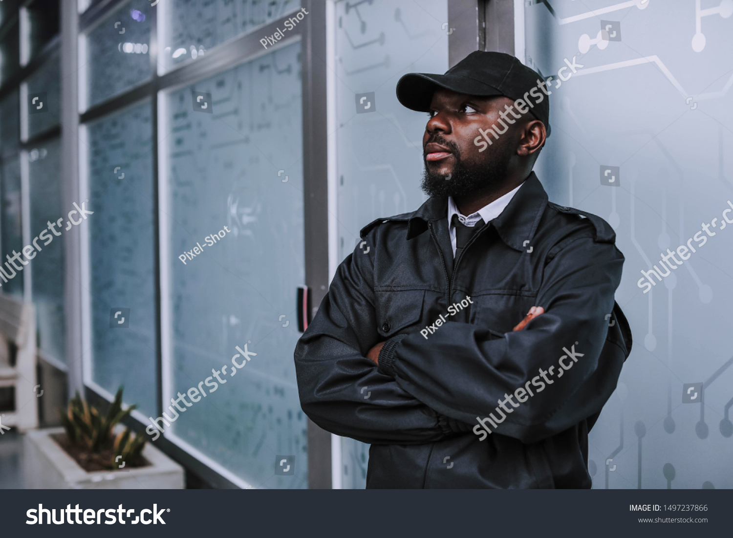 Africanamerican Security Guard Building Stock Photo 1497237866