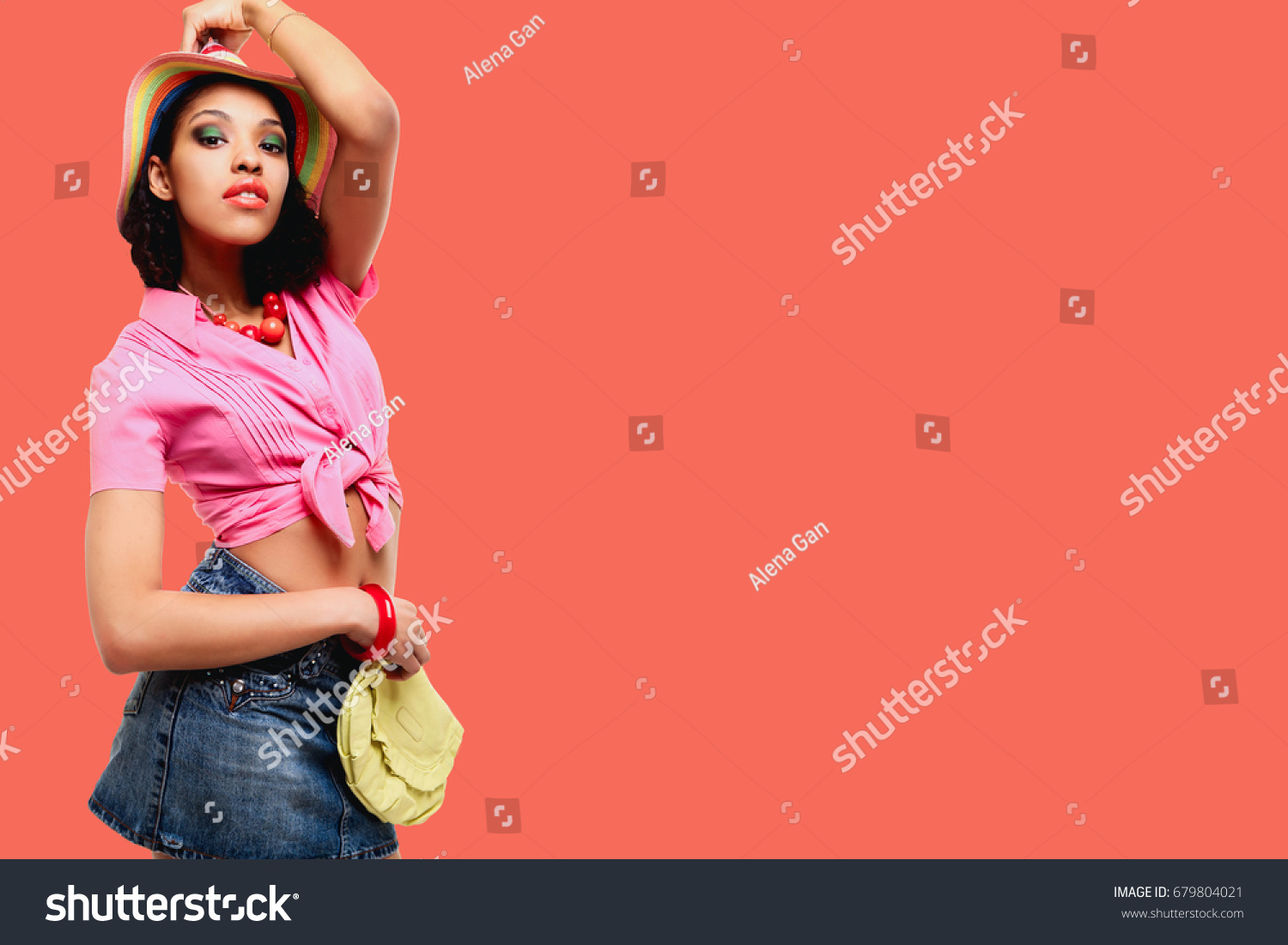 bright orange denim skirt