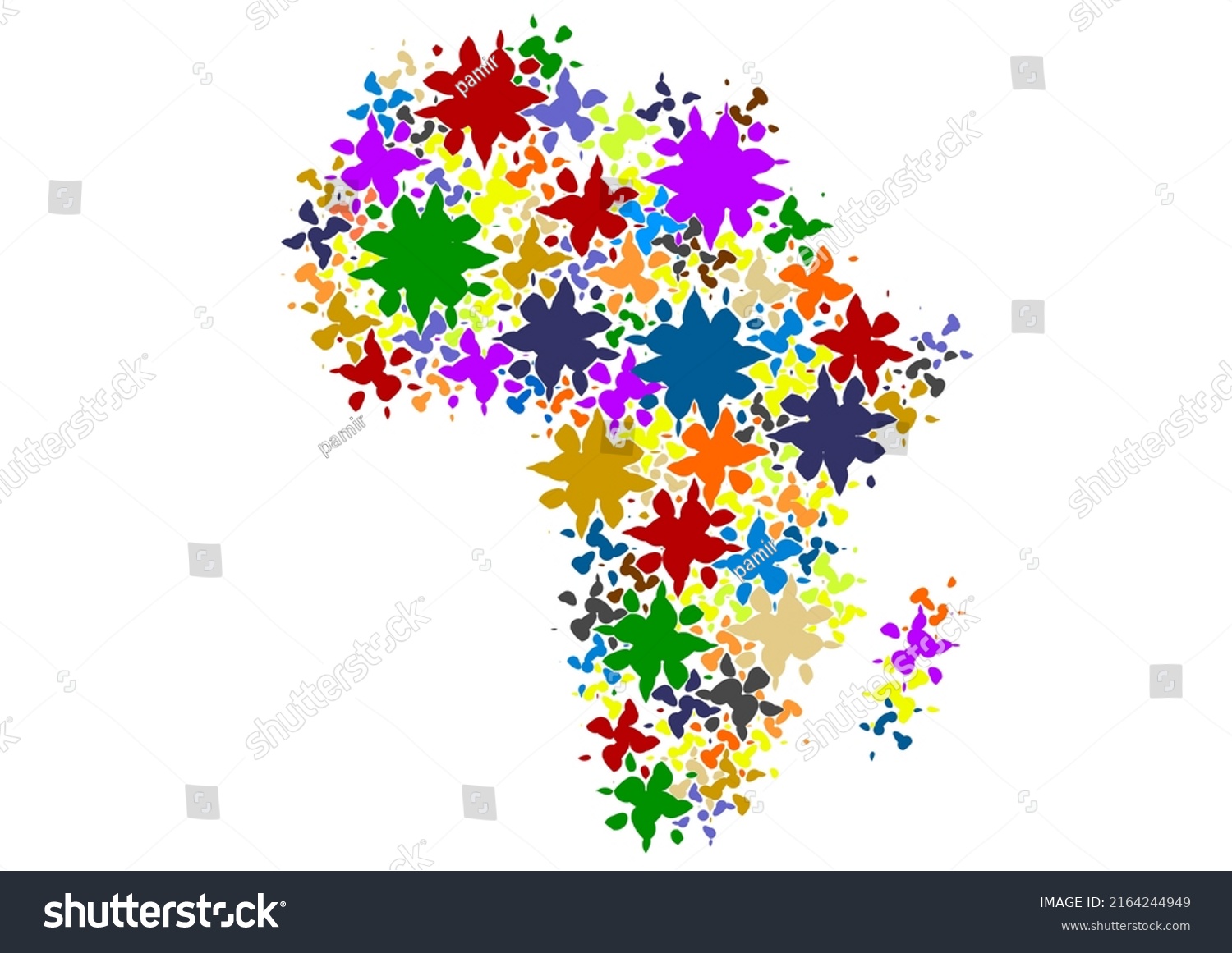 African Continent Map Created Colored Spots Stock Illustration