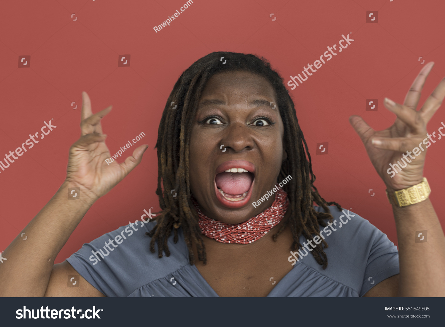 African Descent Woman Open Mouth Portrait Stock Photo 551649505 ...