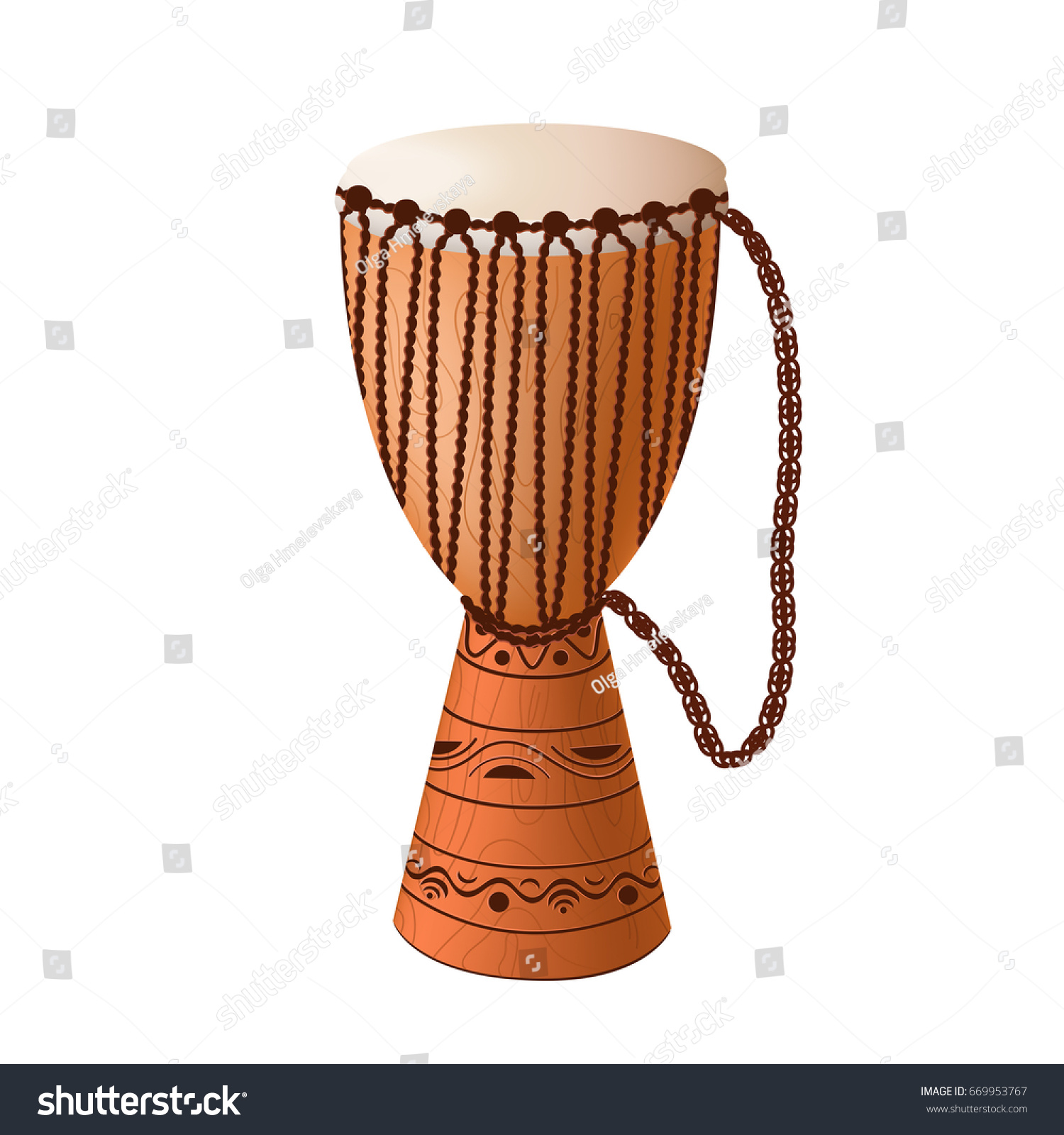 African Drum Djembe Ornament Ropes Ethnic Stock Illustration 669953767 ...