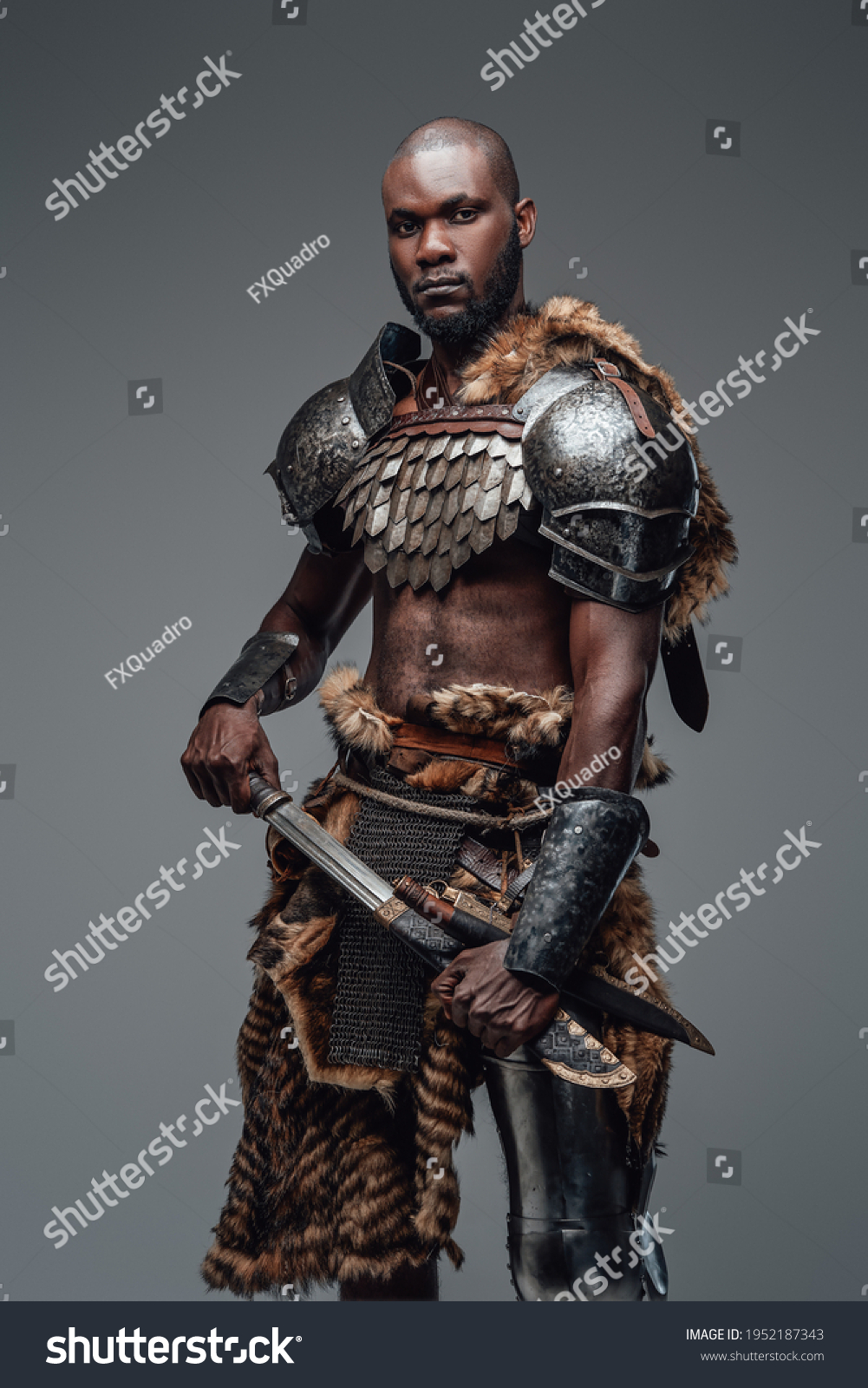 African Fighter Viking Style Dressed Antique Stock Photo (Edit Now ...