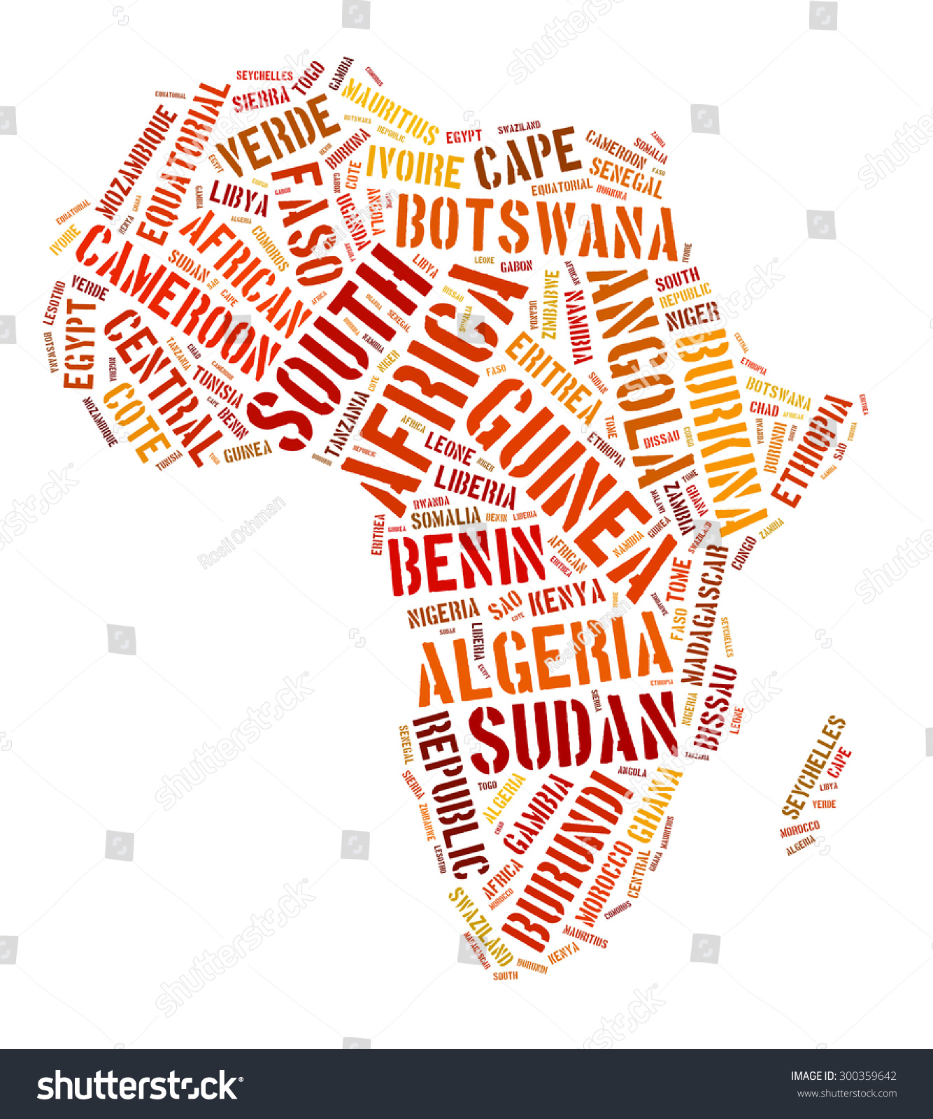 African Map Shape Word Cloud Arrangement Stock Illustration 300359642 ...