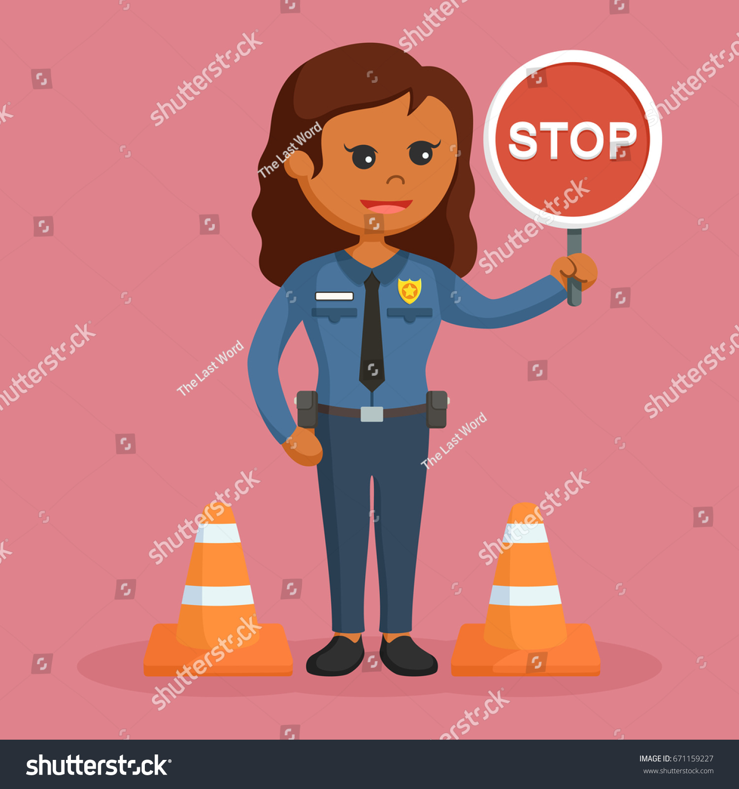 African Police Woman Stop Sign Stock Illustration 671159227 Shutterstock 9836