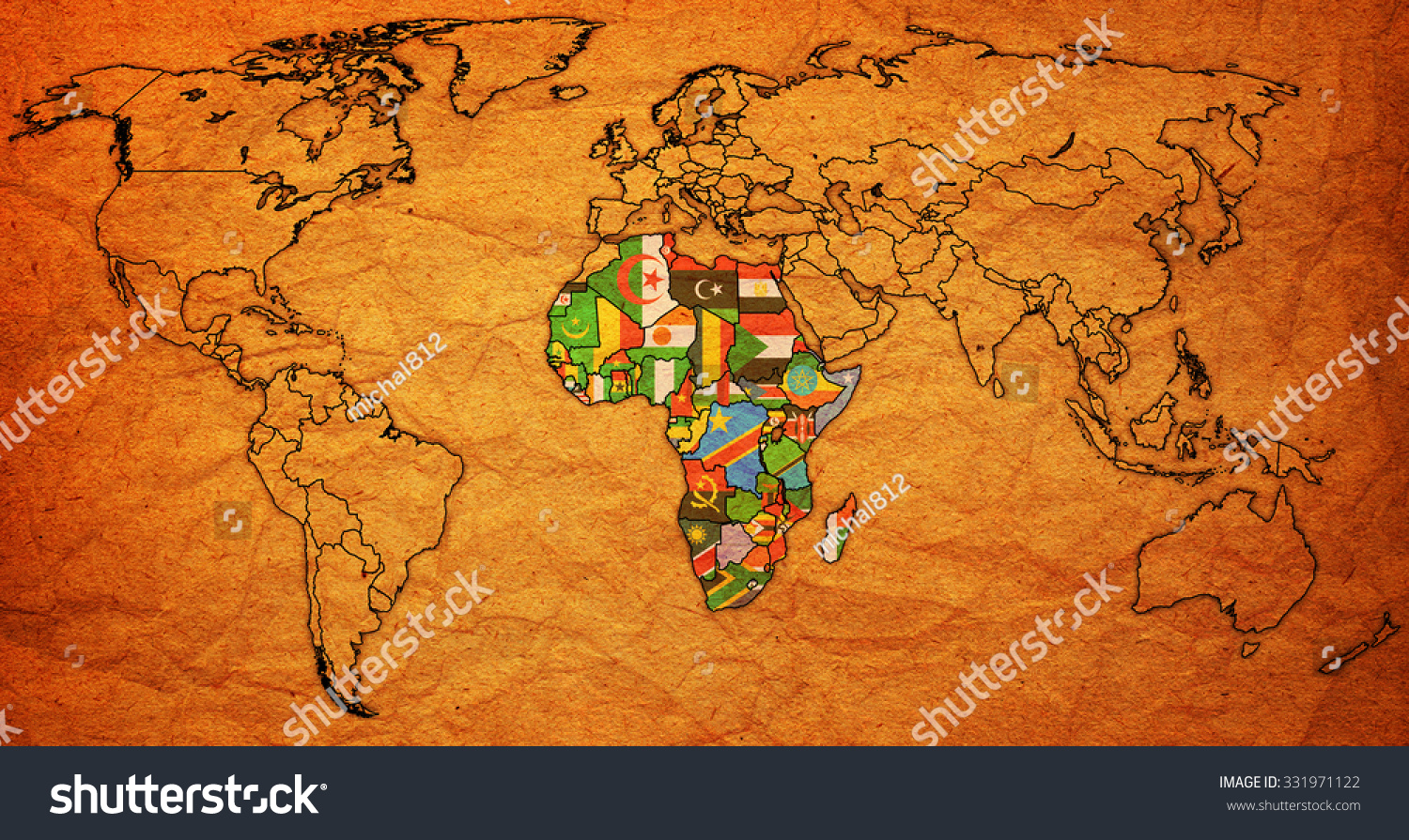 African Union On World Map National Stock Illustration 331971122 ...