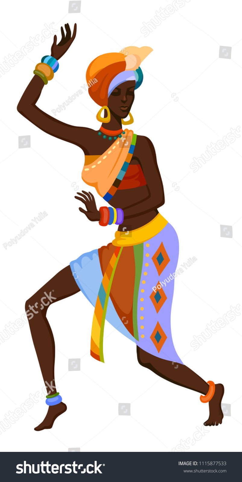 African Woman Dancing Ritual Dance Bright Stock Illustration 1115877533 8287