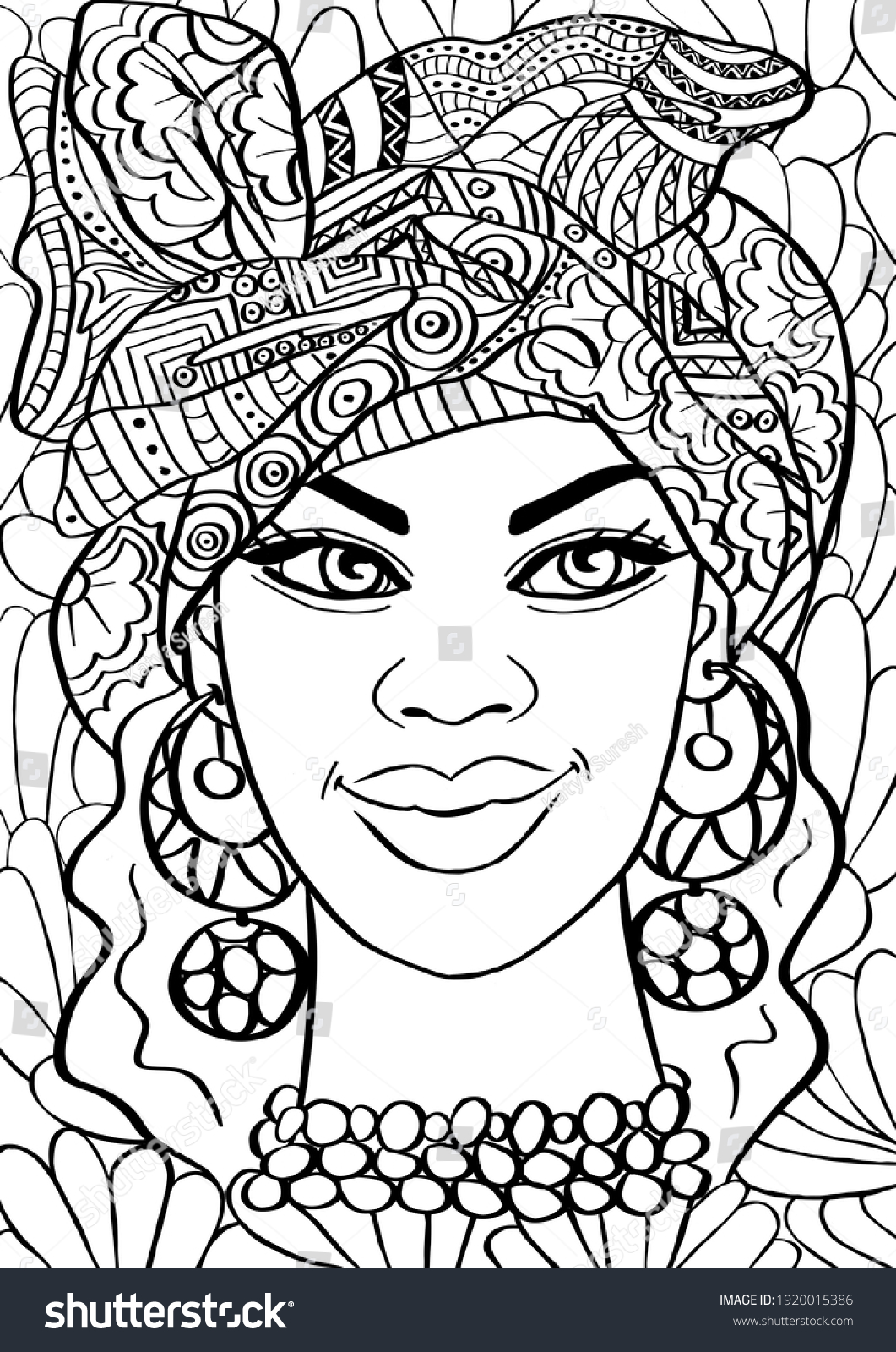 African Woman Headwrap Ornament Ethnic Portrait Stock Illustration ...