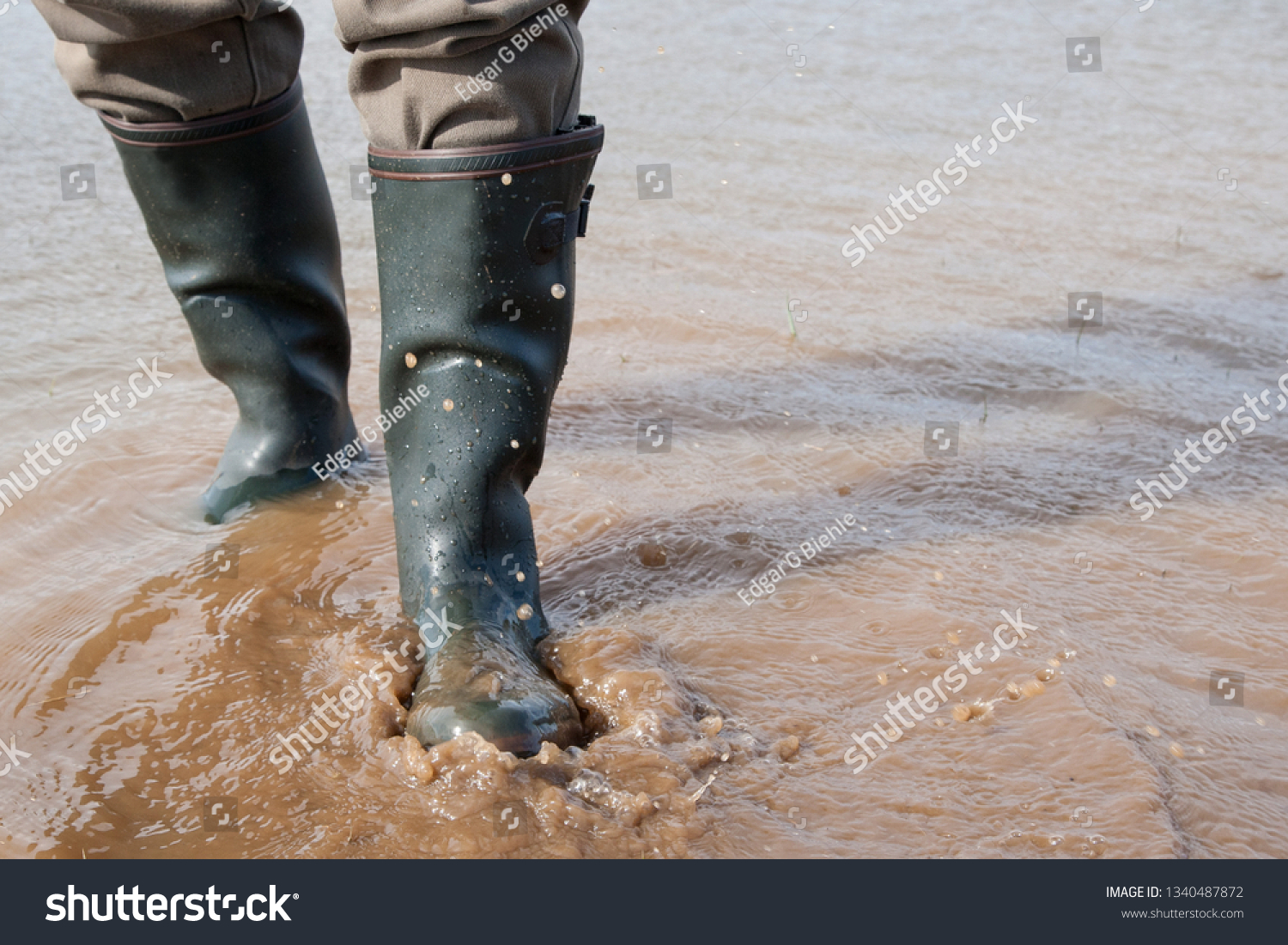 Rain Goes Rubber Boots Stock Photo 