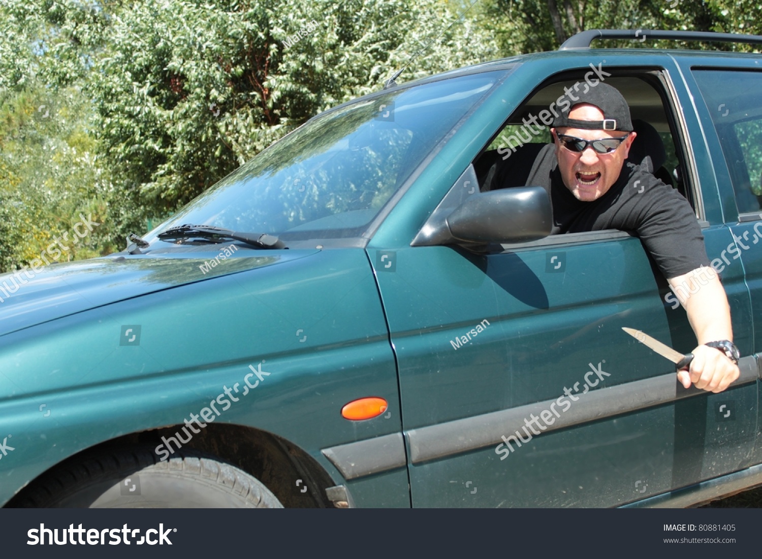 Aggressive Driver Young Man Driving Car Stock Photo 80881405 - Shutterstock